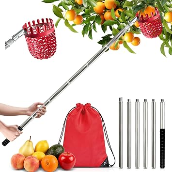ZeeDix Apple Picker, 2.6M Fruit Picker With Telescopic Handle