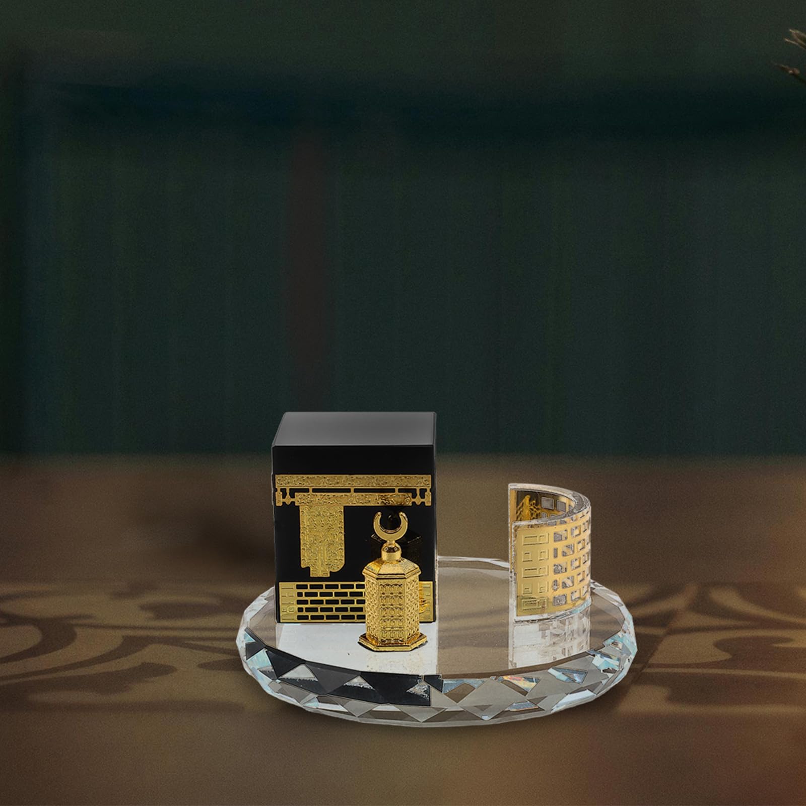 HOMSFOU Conjunto de Tres Piezas Kaaba Redonda de Cristal para Decoración