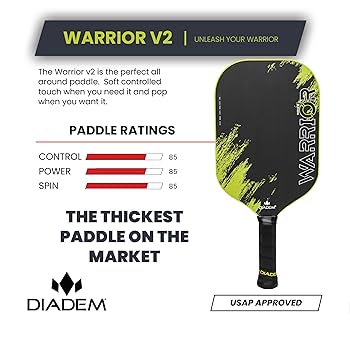 Diadem Warrior ピックルボールパドル カーボン USAPA承認 Diadem Warrior Pickleball Paddle | Carbon Fiber Face | Spin