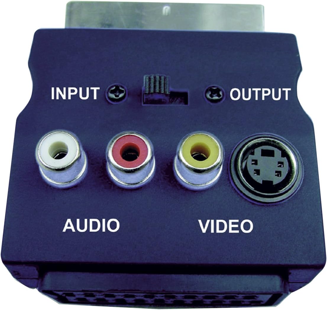 Adaptateur AV Péritel Vers 3 RCA Et S-Vidéo – Kenable, Avec Switch IN/OUT – Neuf, Plaqué Or