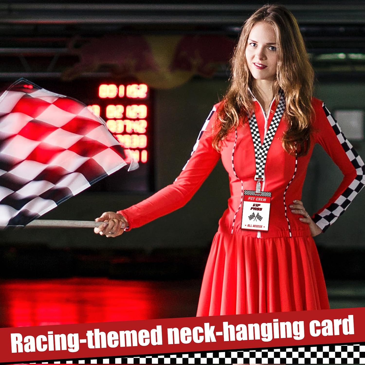 30 Sets Racing VIP Pass Cards Bulk PVC VIP Badge Cards with White and Black Checkered Racing Lanyards for Race Car Theme Party Decoration Event Gamer Birthday Party Supplies Backstage Pass Accessories