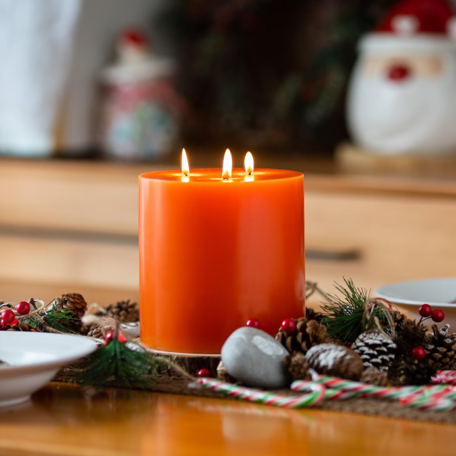 Amazon.com: MOZEAL Extra Large 3 Wick Orange Pillar Candle, 6