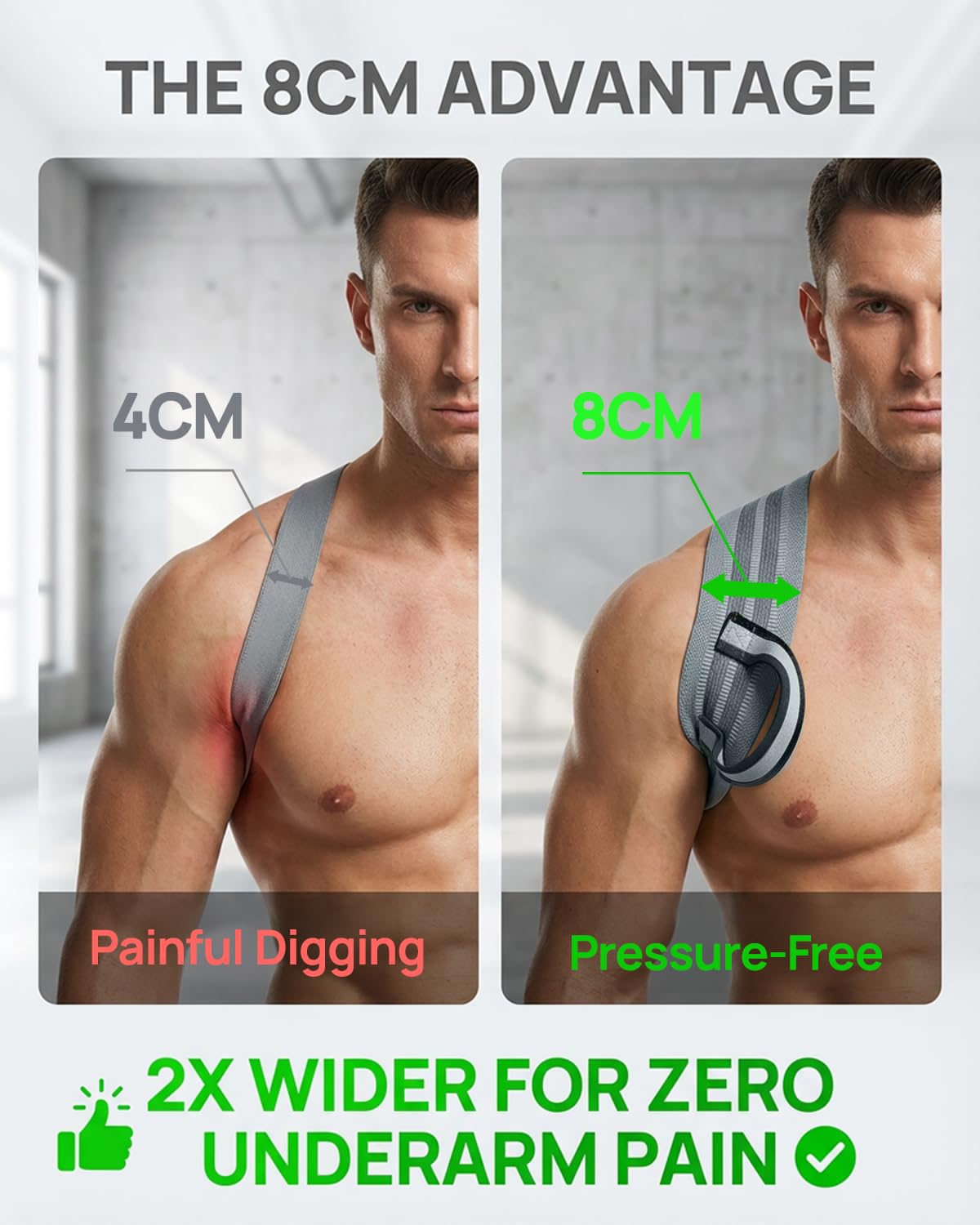 Pro-Gym Back Posture Corrector for Men to Open Shoulders, 8cm Ultra-Wide No-Digging Shoulder Straps, Tactical Power-Strap for Easy Solo Wear, Breathable for Workout & Peak Form
