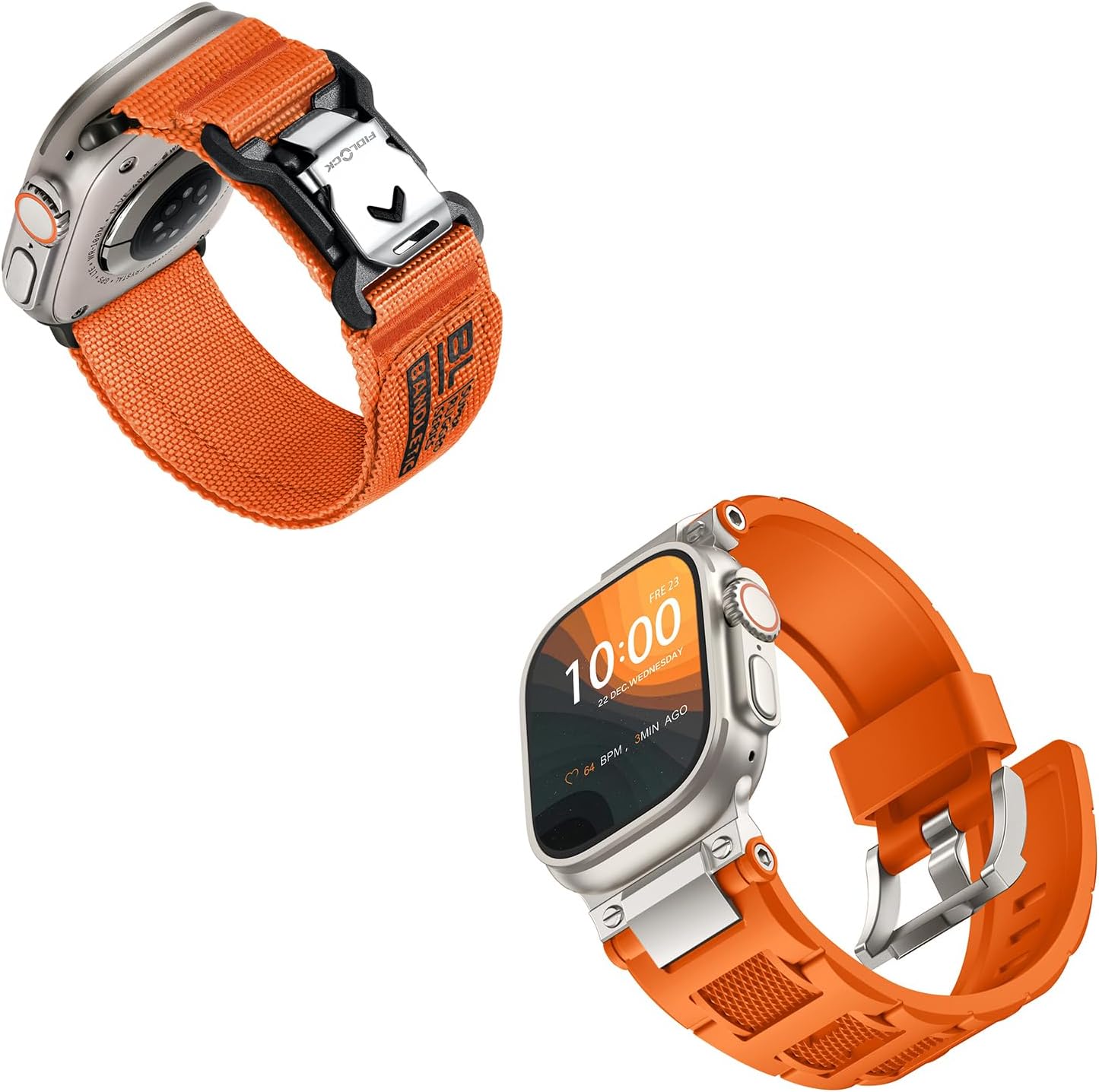 Bandletic Fidlock R-Nylon Magnetic Band + R-Steel Military Band Compatible with Apple Watch Ultra 2/Ultra Band 49mm/46mm/45mm/44mm/42mm(3/2/1)