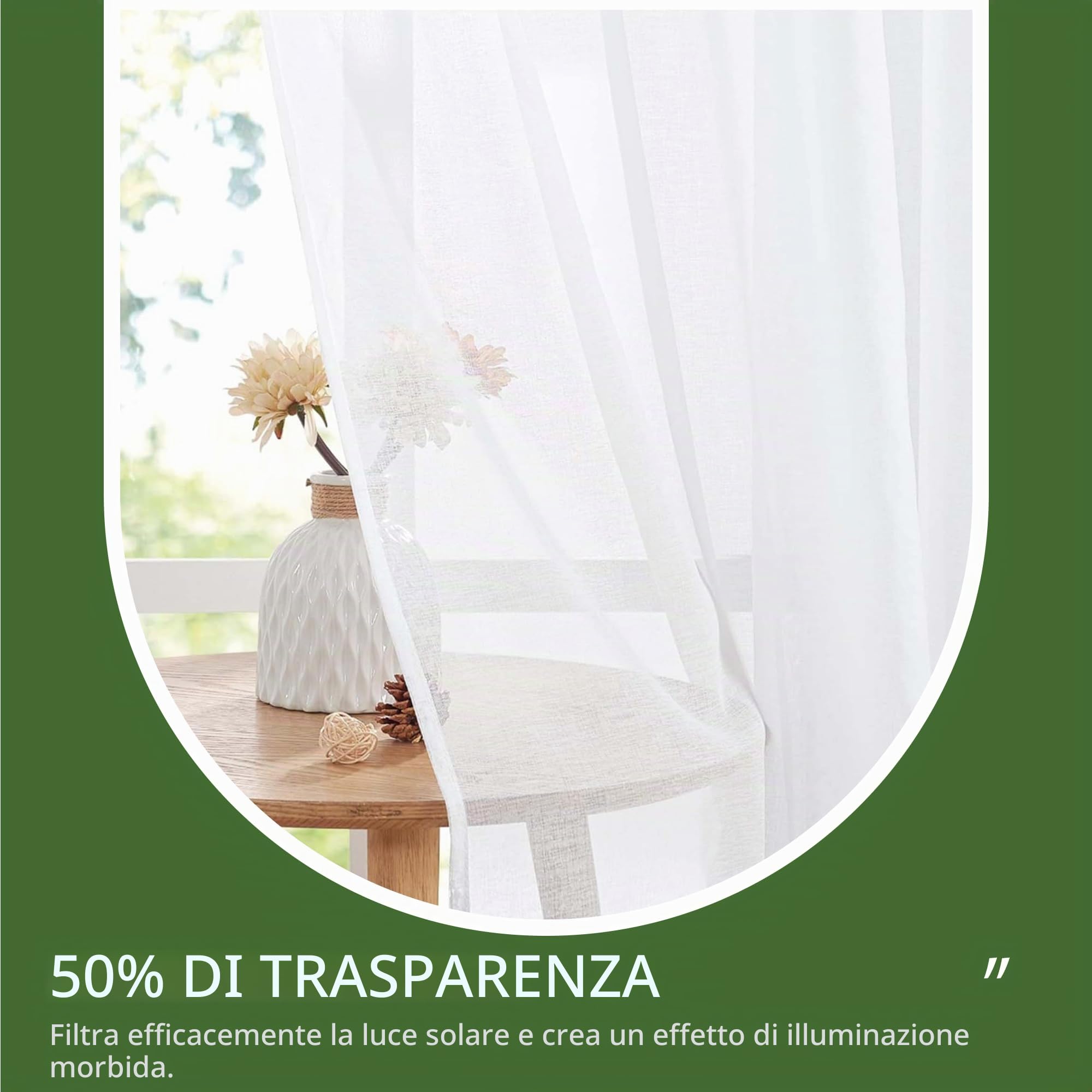 Tenda in Voile 200 x 320 cm Trasparenti Moderne con Occhielli Voile Moderne Eleganti per Finestre Camera da Letto Soggiorno Casa Moderna, Bianco
