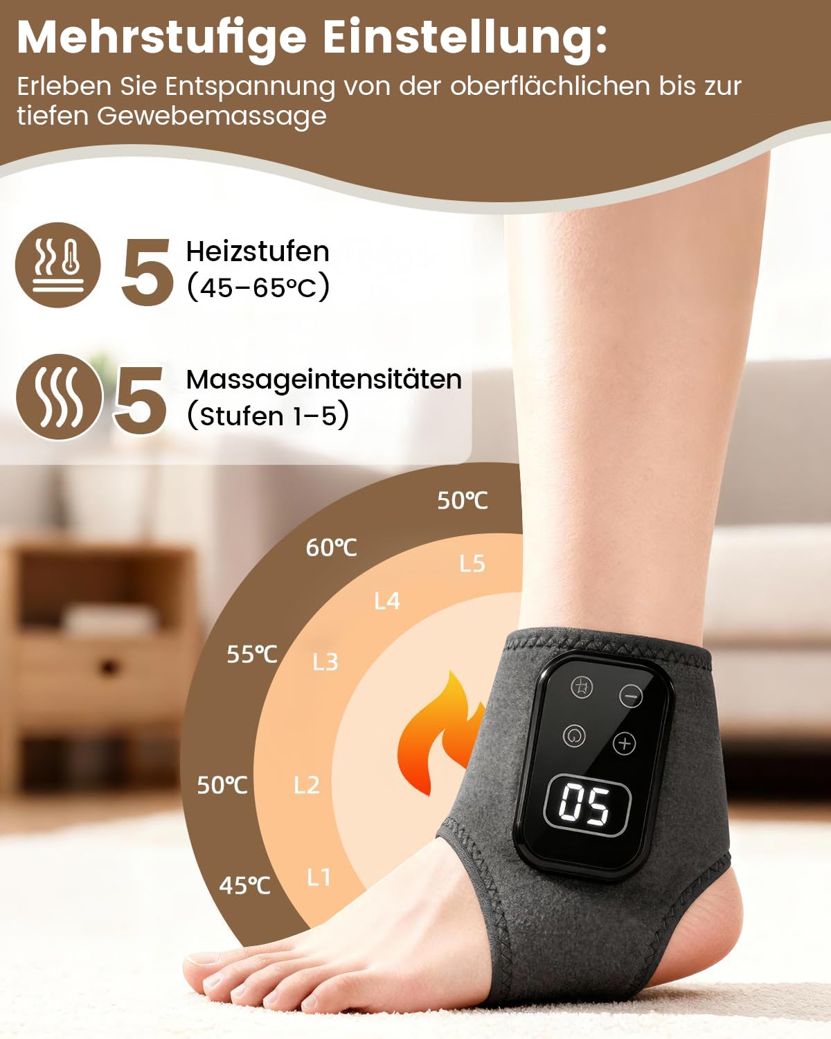2 Pack 3 in 1 Fußmassagegerät, Fussmassagegerät mit Wärme Elektrisch, Fußmassagegerät Durchblutung For Neuropathie füße,knöchel massagegerät with 5 Modes, 5 Heat Levels, Foot Massager Gift for Unisex