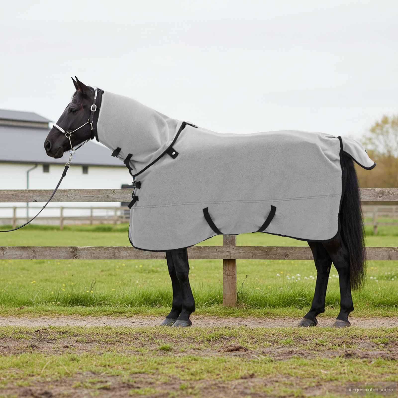Manta para caballos, 155 cm, poliéster, transpirable y ligera, para entrenamiento, establo y transporte, color gris claro