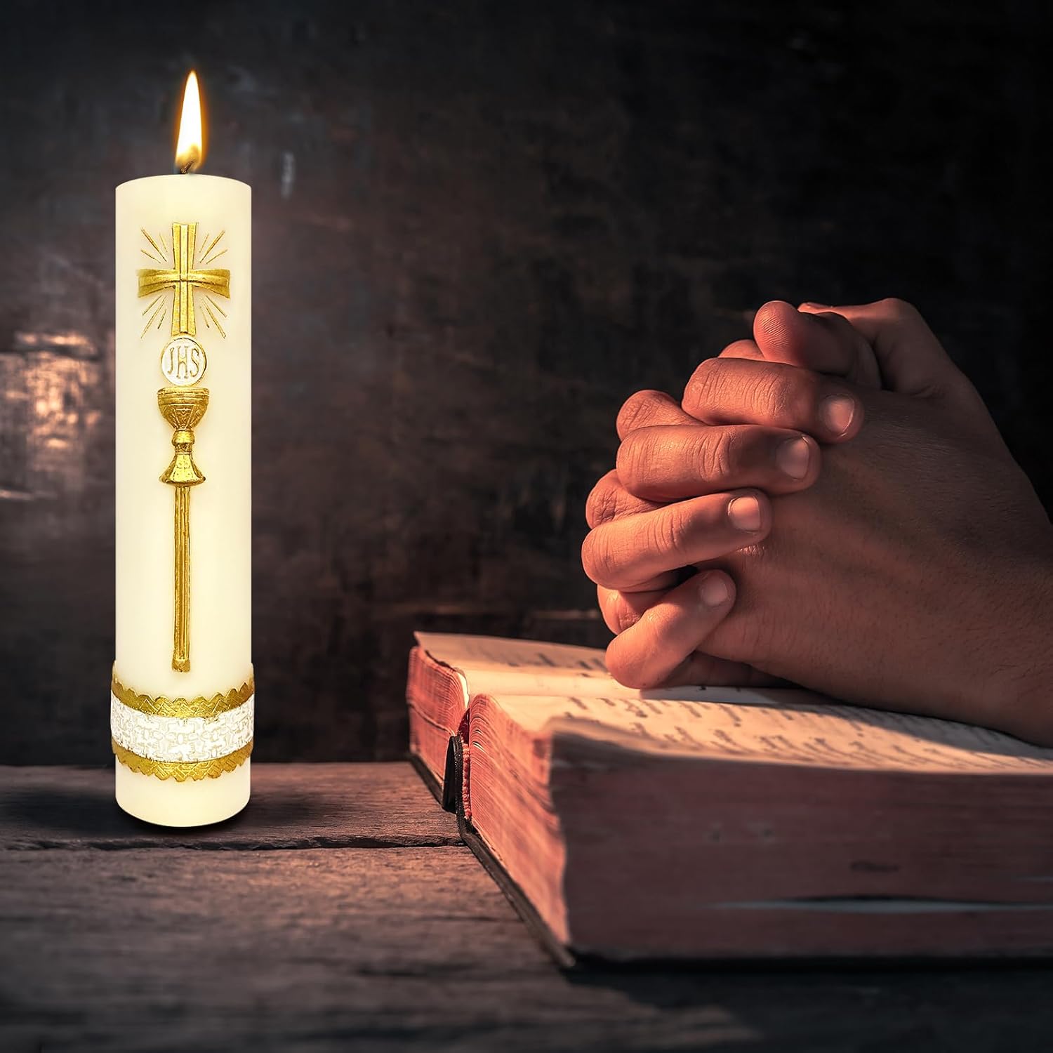 Religious Candles Catholic,Prayer Candles for Church Devotional Saint Blessed Mexican Gift,Baptism,Cirios Religiosos Catolicos,Jesus Candle,Cross Candle,Cirio Pascual,Veladoras Mexicanas