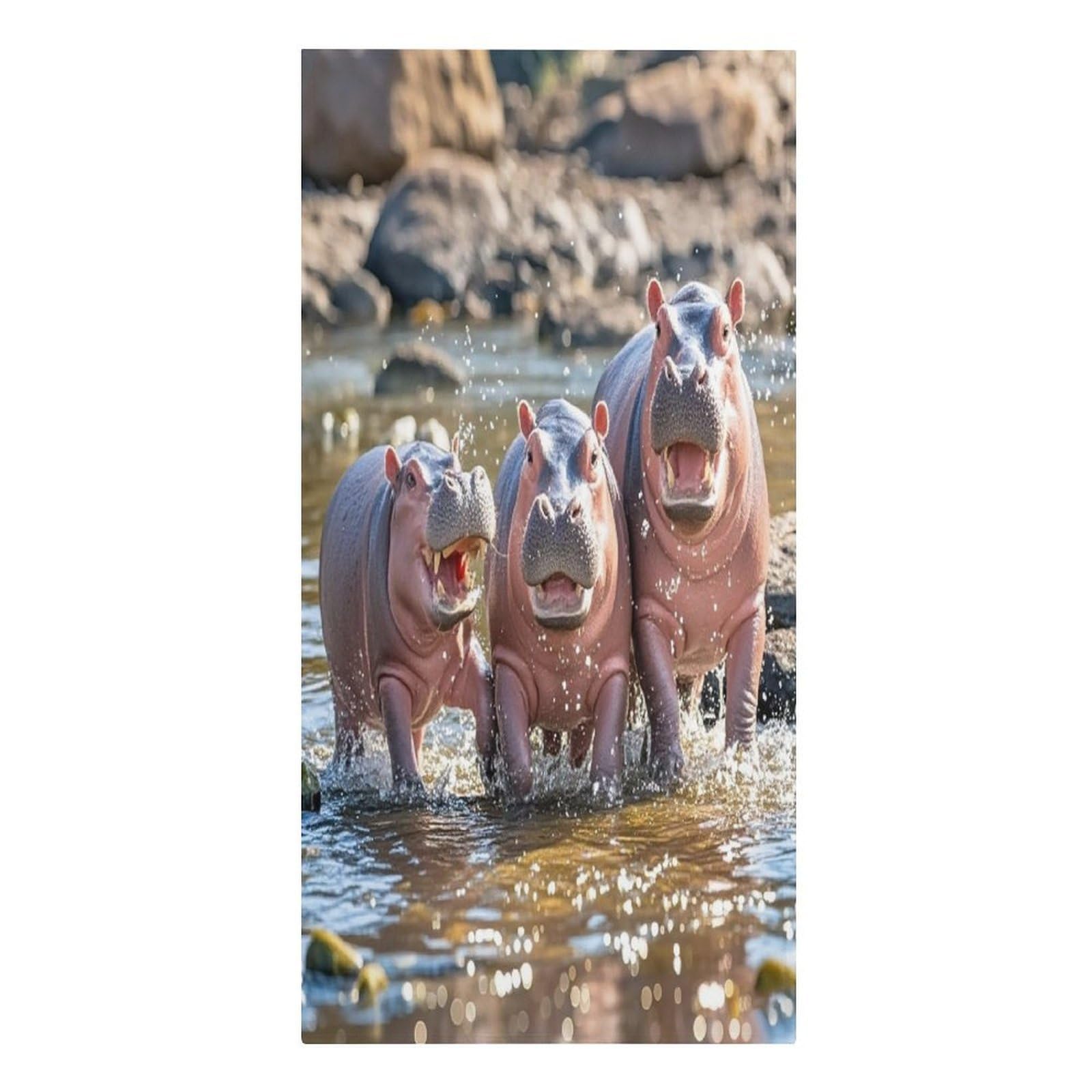 FekiLoot Hippos Towels Lightweight Thin Beach Towel Classic Soft Large Pool Towel Highly Absorbent Sand Free Bath Towels Travel Blanket for Vacation Essentials Adult Gift 30" X 61"