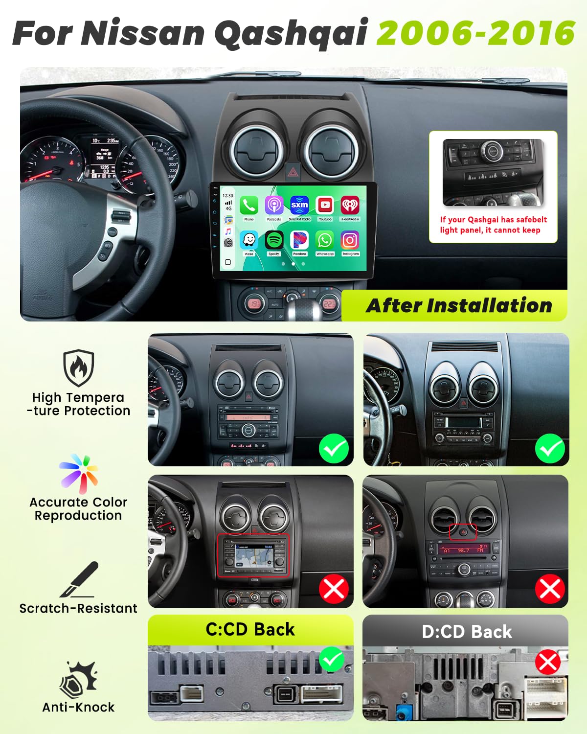 2 DIN Autoradio per Nissan Qashqai J10 2006-2016 Carplay Wireless FM RDS