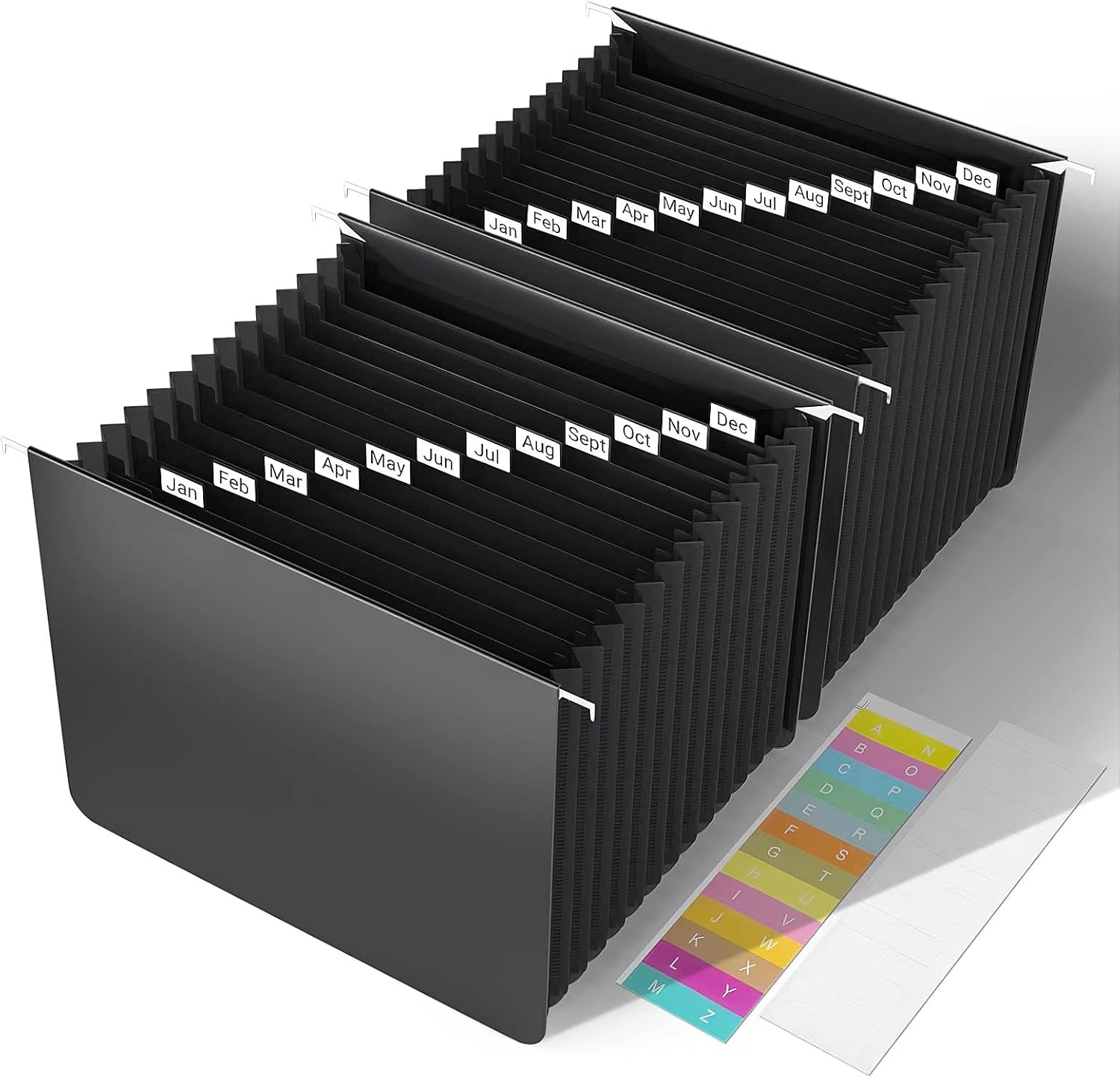 TOPCJ Black Hanging File Folders,Expanding File Organizer,File Letter Size