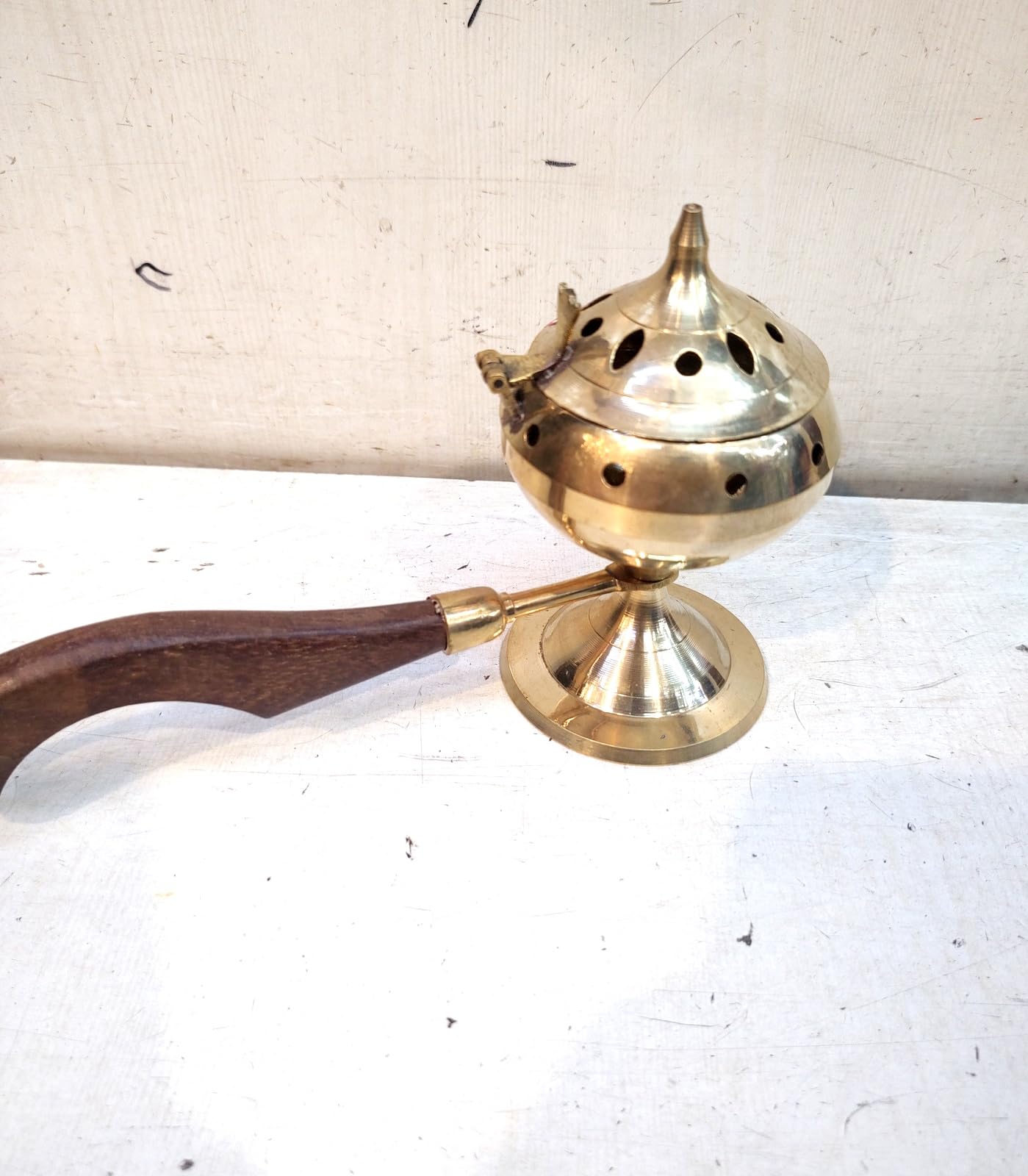 Sambrani Dhoop Dani brûleur d'encens laiton support lobandan de temple