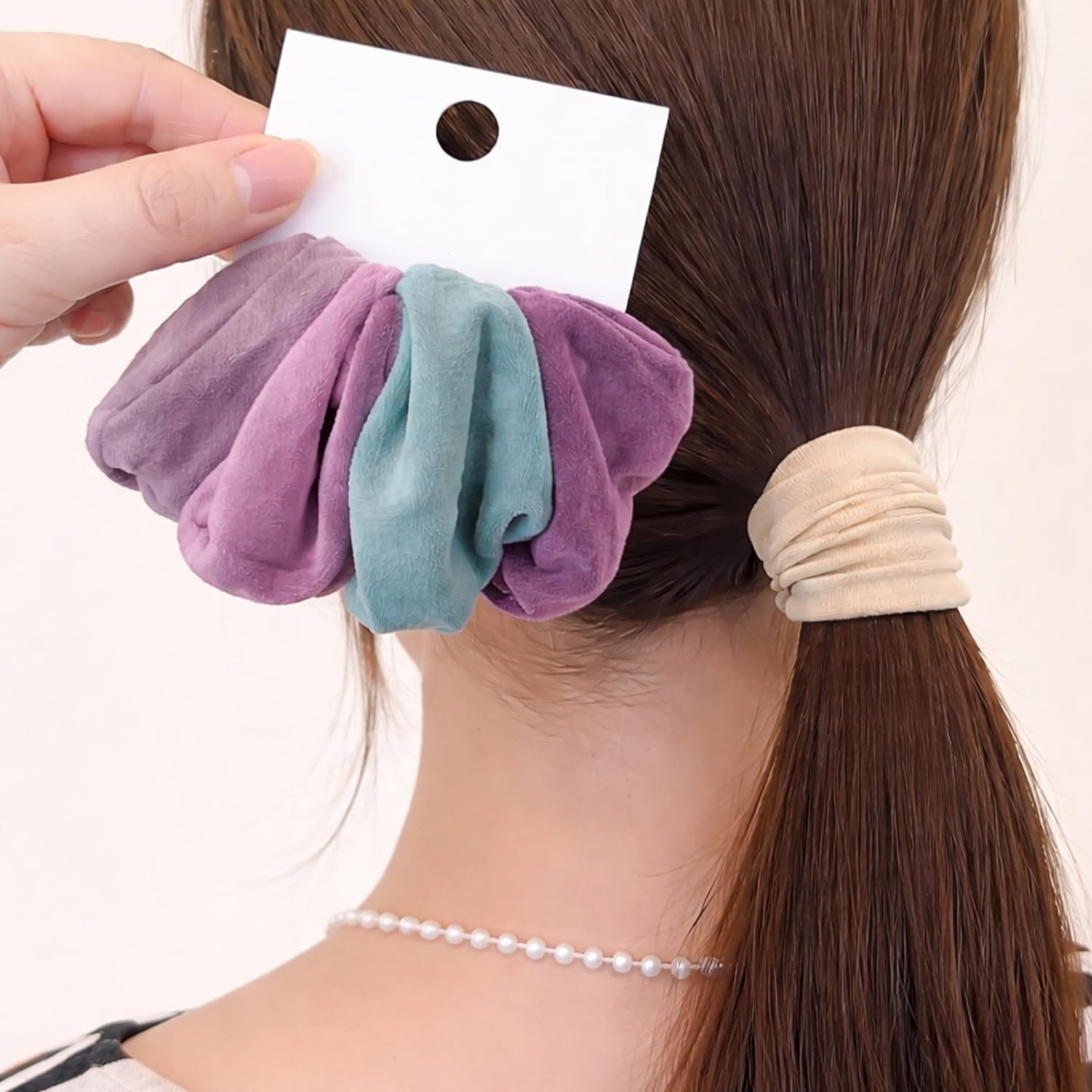 BellaStella 4 Pcs Cotton Hair Rubber Bands for Women & Girls – Soft Elastic Ponytail Holders No Damage Hair Ties for Thick, Long Hair Accessories for Women & Girls (Multicolor-4)-picture-19
