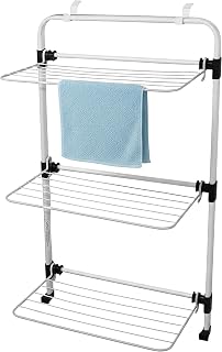 Spetebo Laundry Dryer White for Hanging on Doors 10 m Drying Length | 37 x 55 cm, 3 tiers, foldable, hanging drying rack