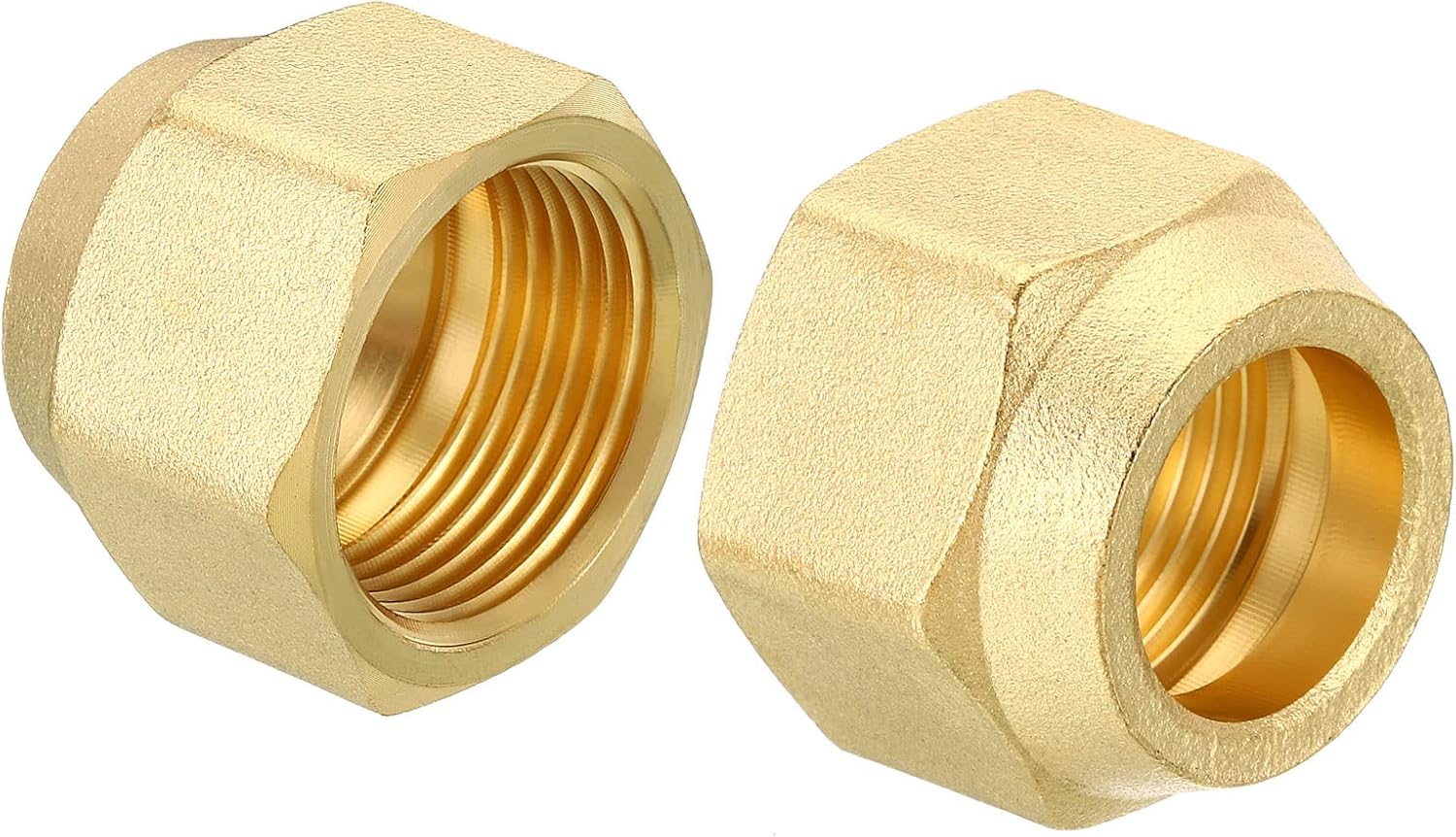 PATIKIL 3/4 SAE Thread Brass Flare Nut, 5 Pack 45 Degree Flared Tube Fitting Nut Hydraulic Pipe Fitting for Air Conditioner Water Gas Line, Matte Surface