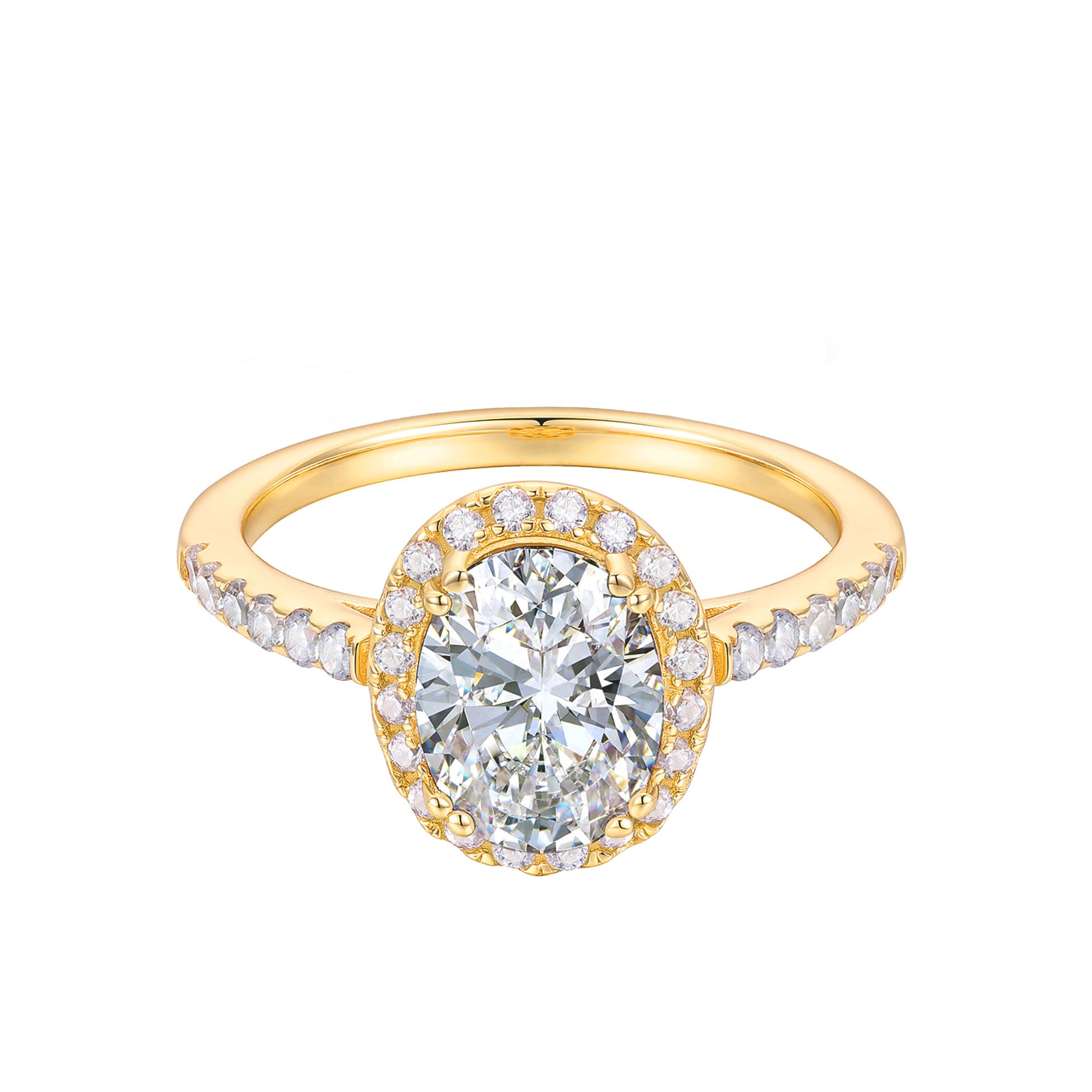 14K Gold Oval CZ Halo Ring