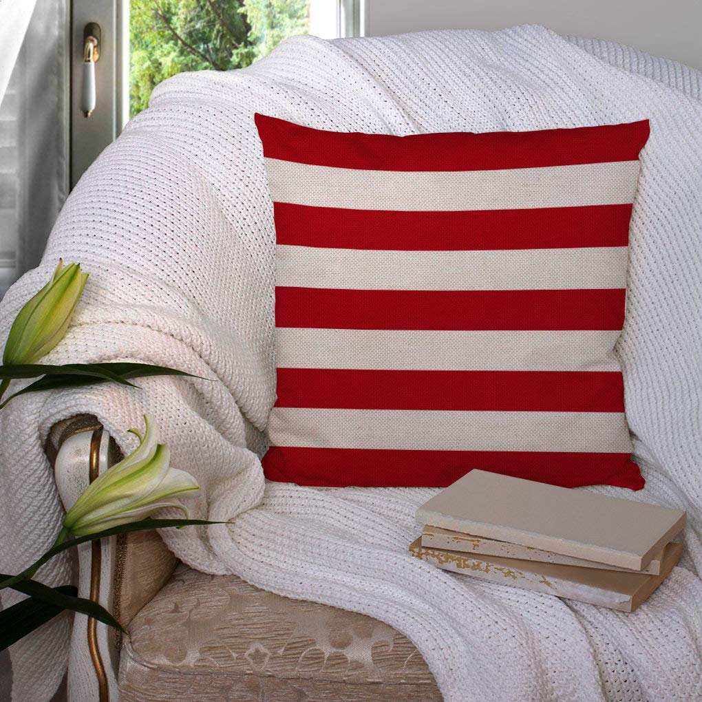 Amazon.com: SSOIU Red Stripe Cotton Linen Outdoor Pillow Cases