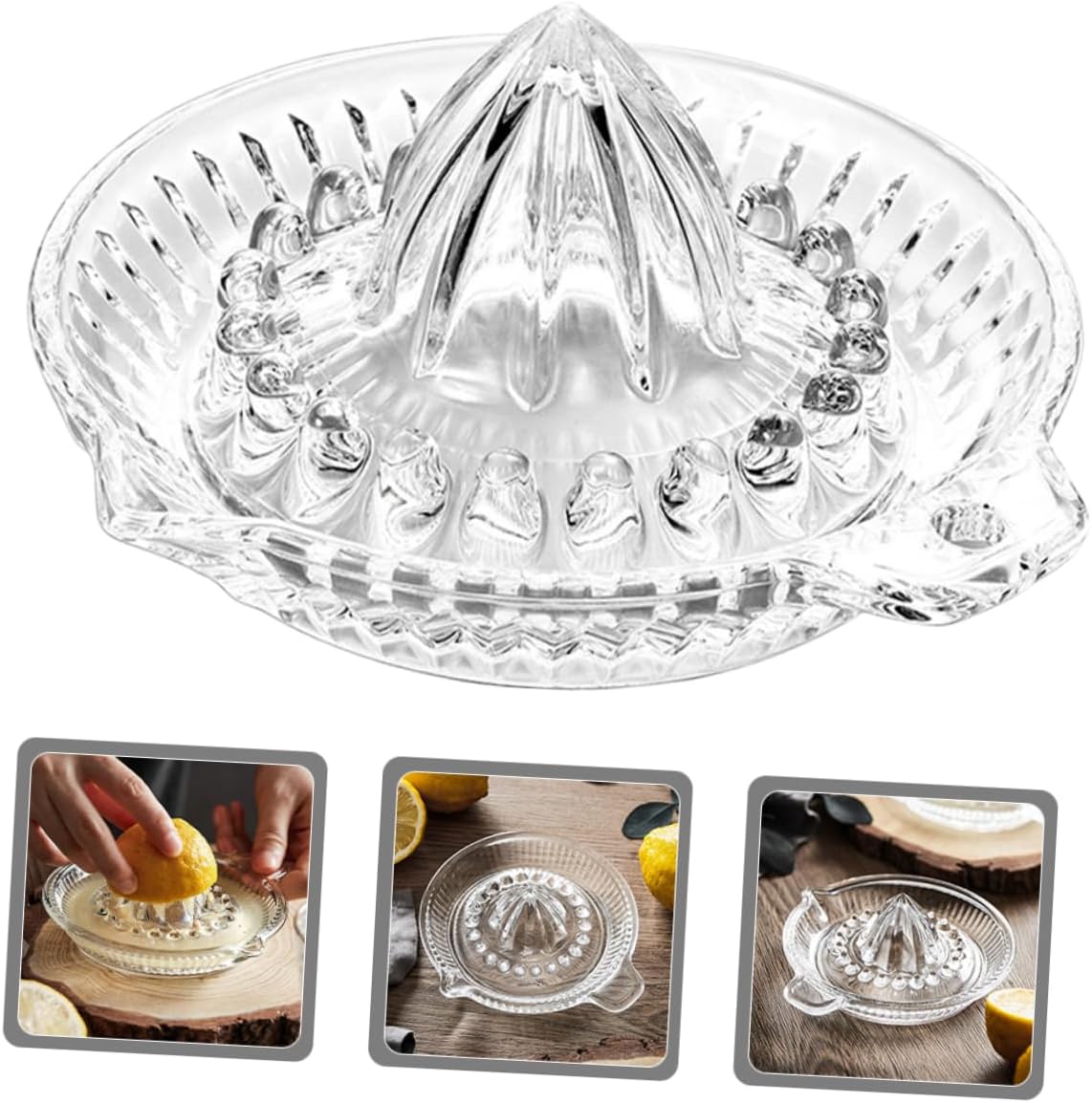 Glass Manual Juicer Citrus Fruit Squeezer Lemon Squeezer and Pour Handheld Juice Press