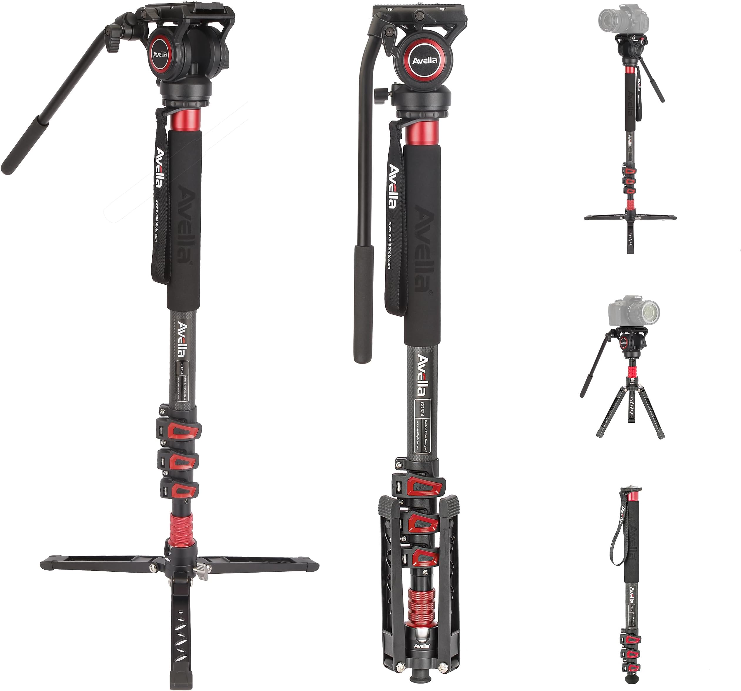 Avella CD324 Carbon Fiber Video Monopod Kit, with Fluid