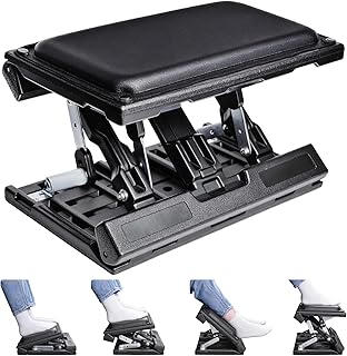 Scalebeard Foot Rest for Under Desk at Work,Height Adjustable Infinite Angle Ergonomic Foldable Footrest for Office, Gaming,Computer, Removable Pad Desk Foot Stool with Massage Beads,for All Seasons