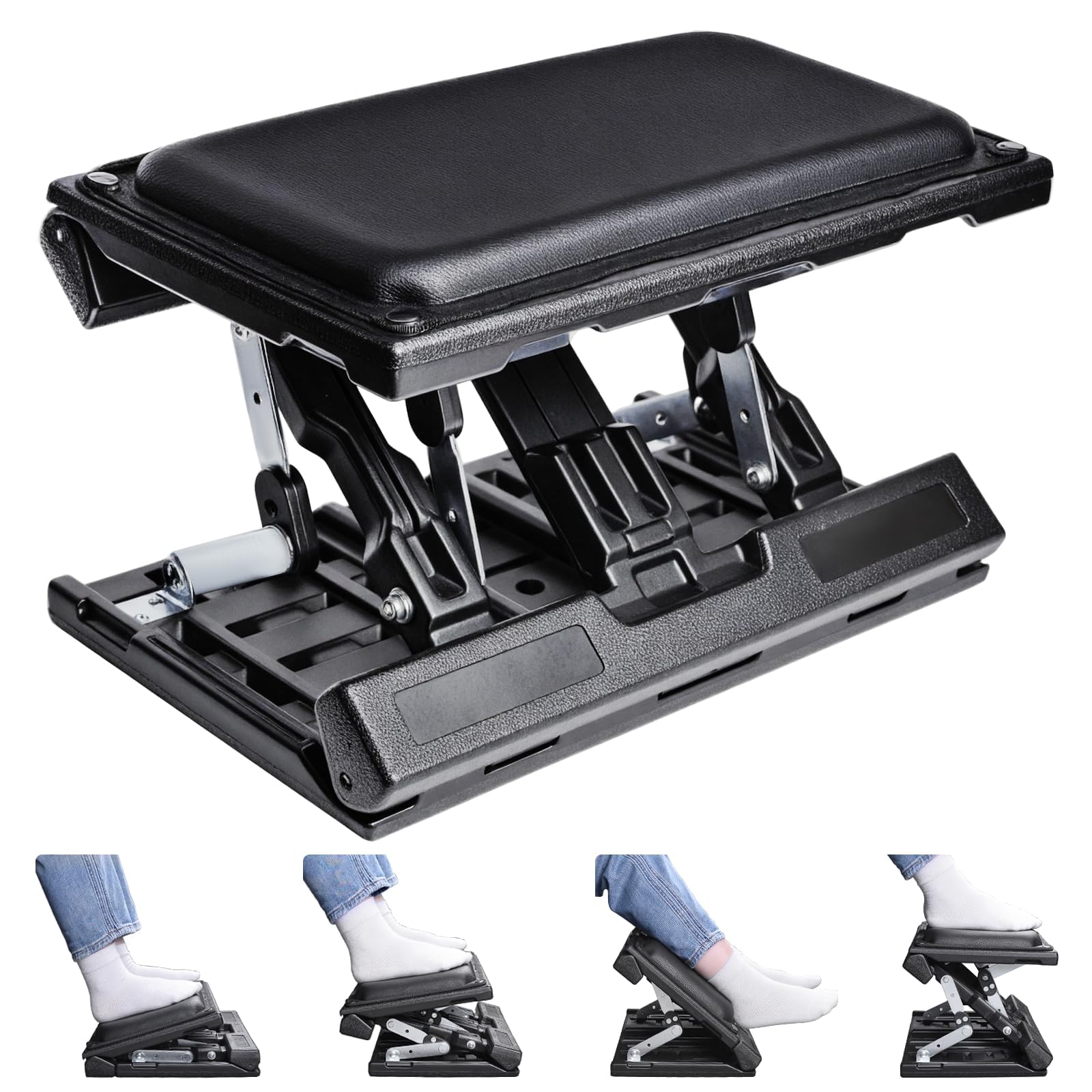 Scalebeard Fußstütze für unter dem Schreibtisch bei der Arbeit, höhenverstellbar, ergonomisch, faltbar, Fußstütze für Büro, Gaming, Computer, abnehmbare Unterlage, Schreibtisch-Fußhocker mit