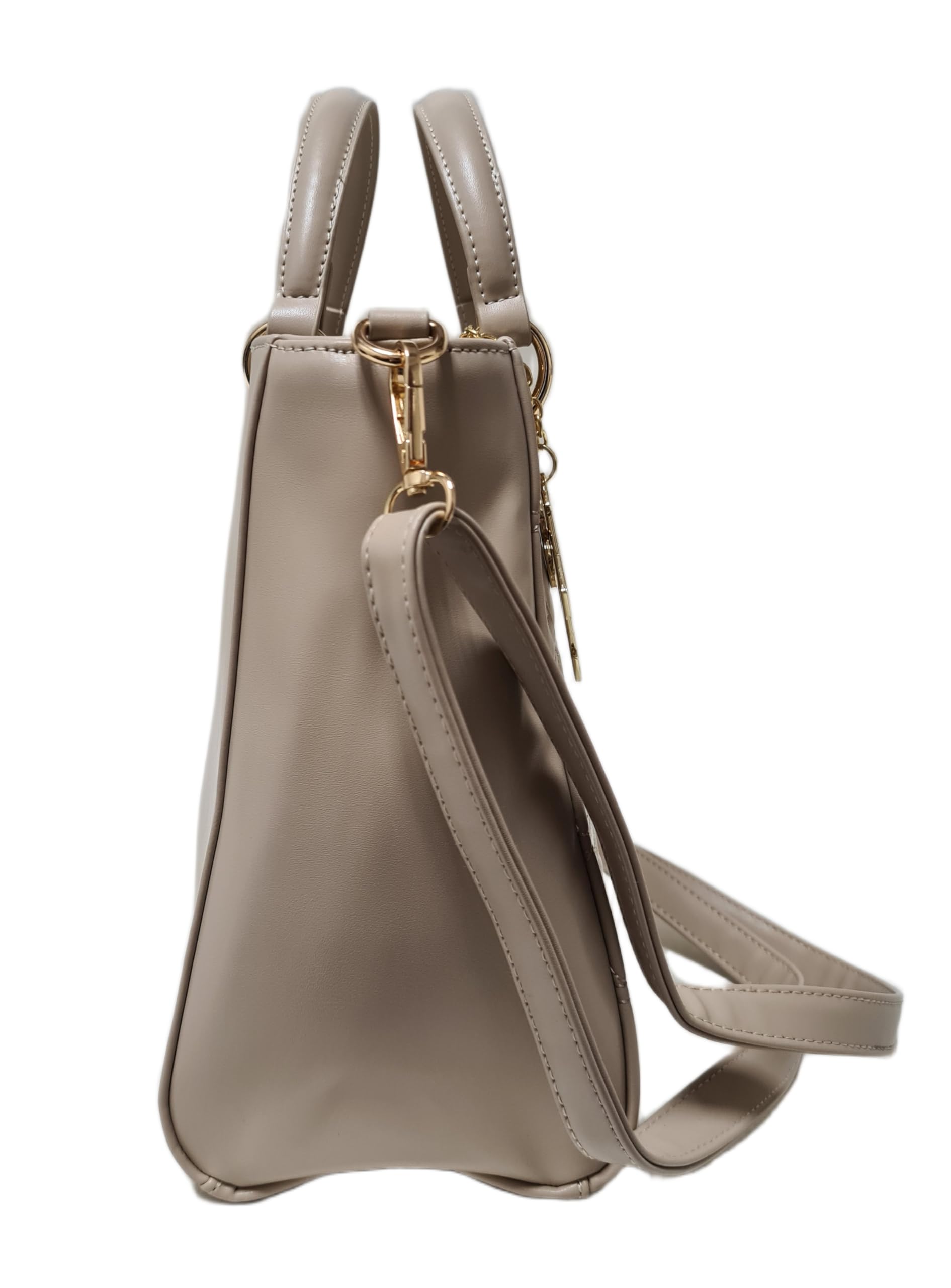 Laura Biagiotti Bolso de mano y bandolera línea Odaly, piel sintética acolchada en la parte delantera, con logotipo LB, dimensiones 28 x 25 x 14 cm Art: LB26S-116-1 (natural) | Ligera
