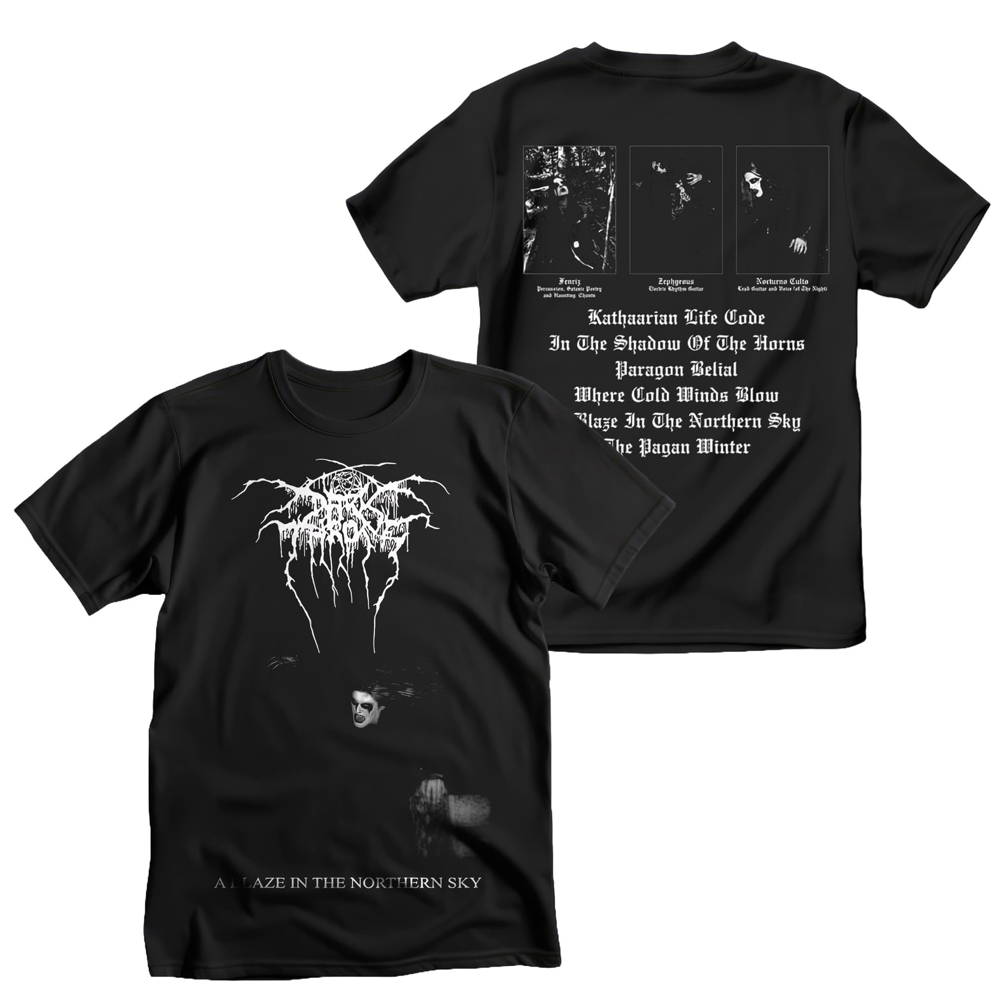 Darkthrone A Blaze in The Northern Sky Album T-Shirt Black | Officially Licensed Merchandise, Black, XXL
