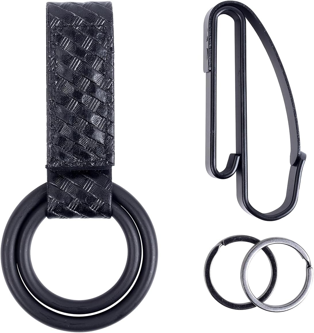 Double Ring Flashlight Holder Tactical Key Ring Holder, Special for Police and Fire Agencies,Double C and D Cell Flash Light Holder Combo with Keyrings for Police,Law Enforcement and Workers