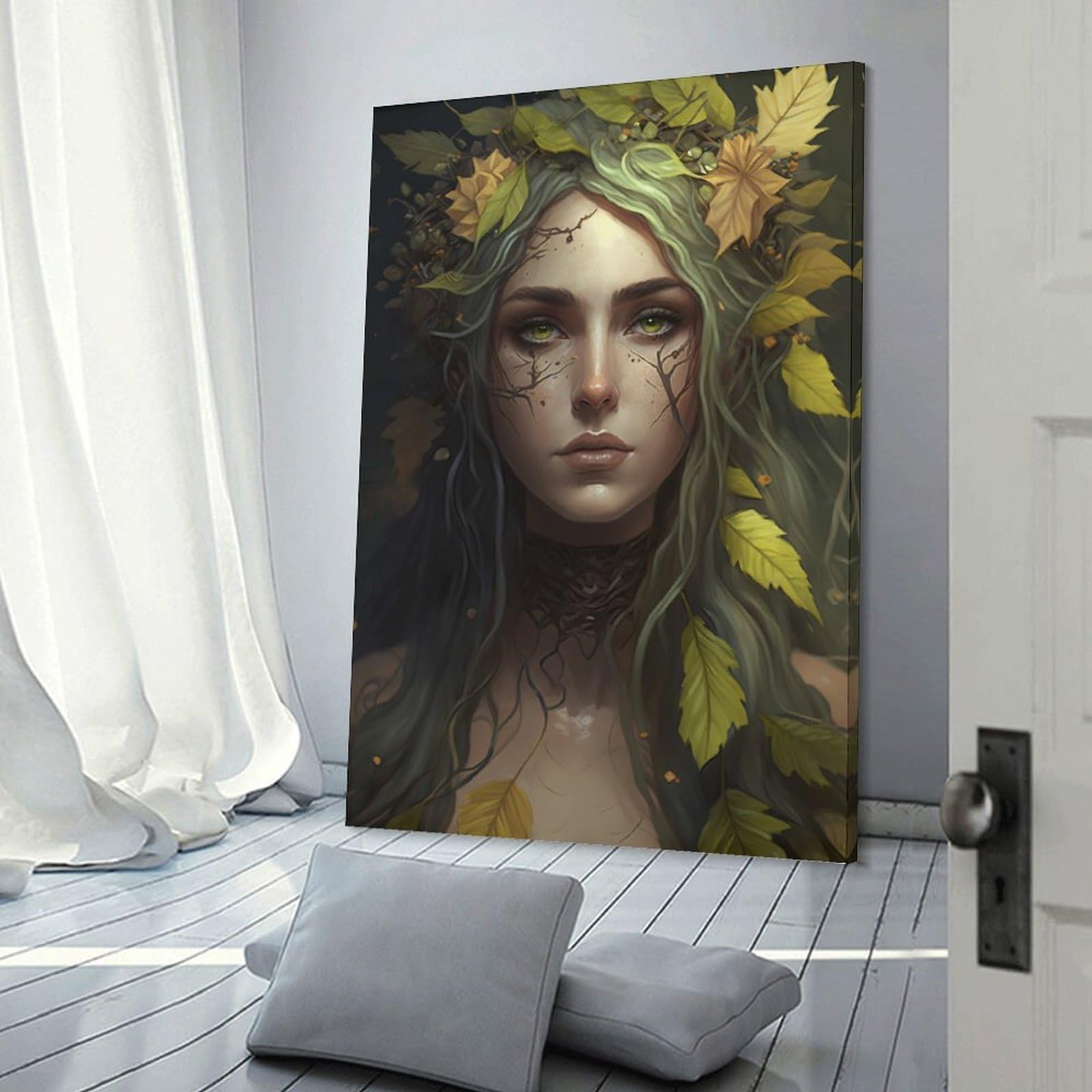 Junmoney Frame-Forest Nymph Portrait Forest Nymph Portrait Room Decor Wall Art, 12X18inch(30X45cm), For Home Office, Desk Area Or Studio, An Interior Accent For Desk Areas