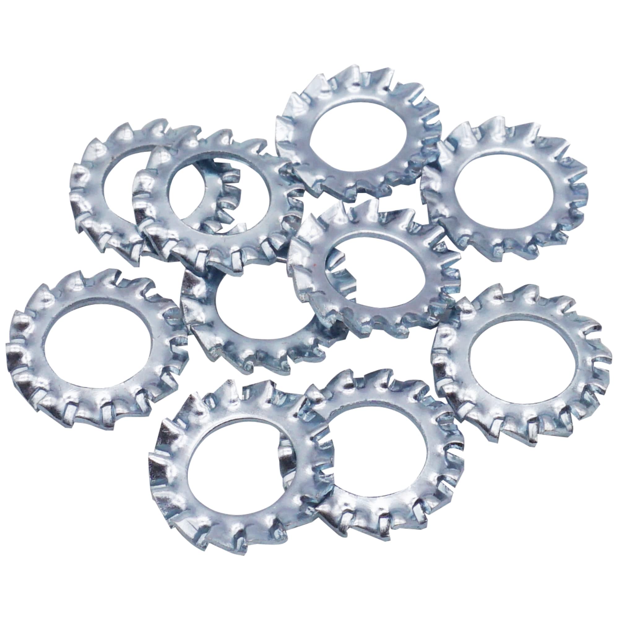 SKIR'CO (50 pcs) Zinc Plated Serrated Lock Washers M8, External Locking Washers, DIN 6798A Washers