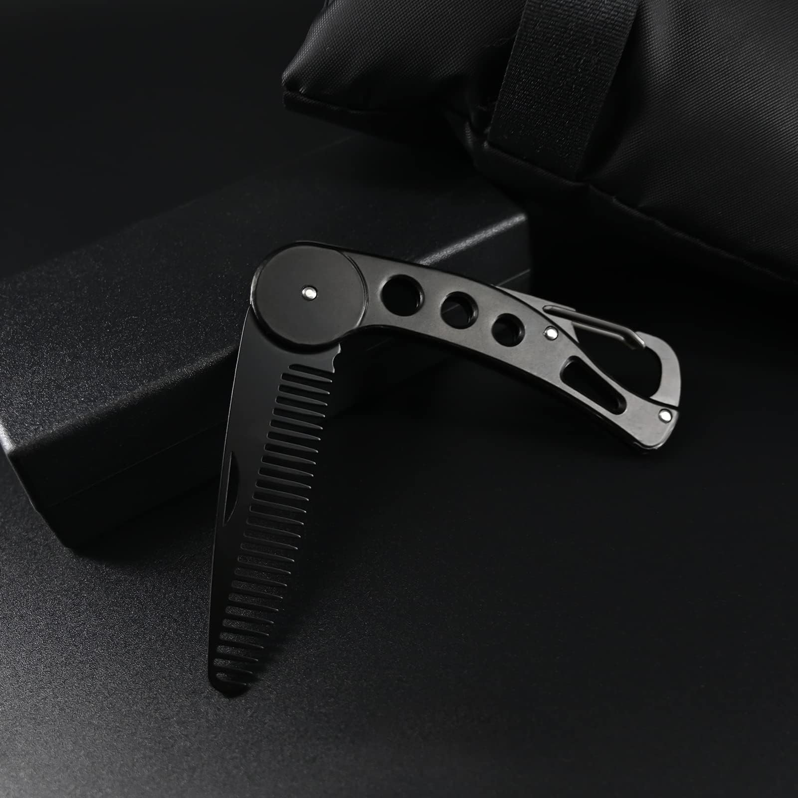 Pettine da barba pieghevole in acciaio inossidabile, da uomo, per curare, pettinare e acconciare capelli, barba e baffi, tascabile, antistatico, 9,5 x 3 x 1,5 cm