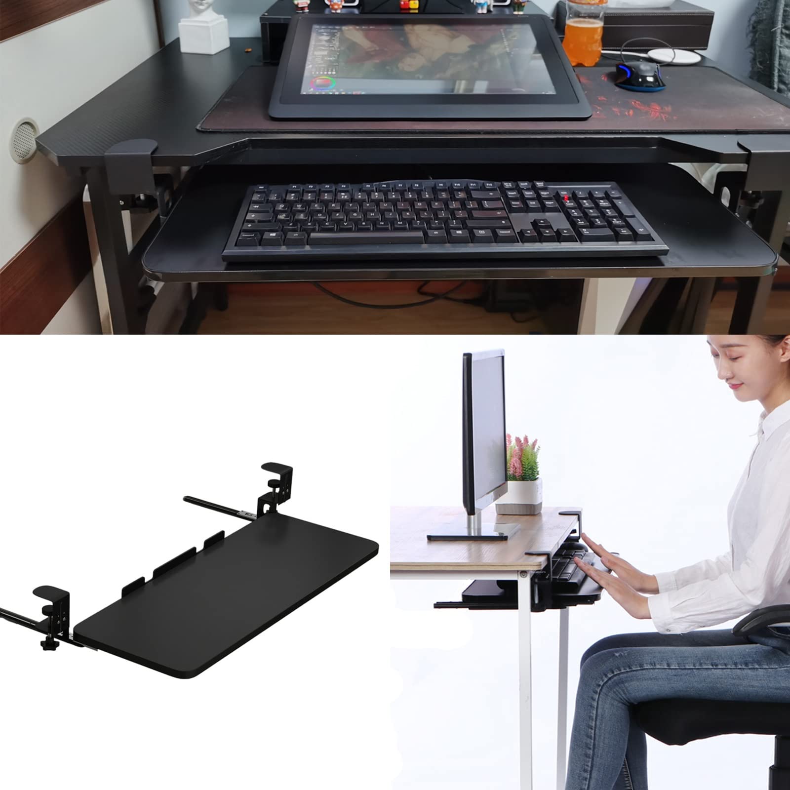 Amazon.com: Keyboard Drawers 52 65 75Cm Clamp on Keyboard Tray