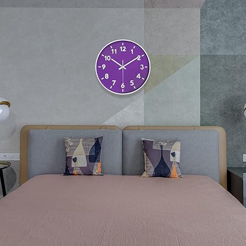 Miniatura 5 de Reloj de pared moderno con número 3D de 12 pulgadas esfera redonda y colorida brillante sin tictac reloj de pared silencioso de cuarzo a pilas fácil
