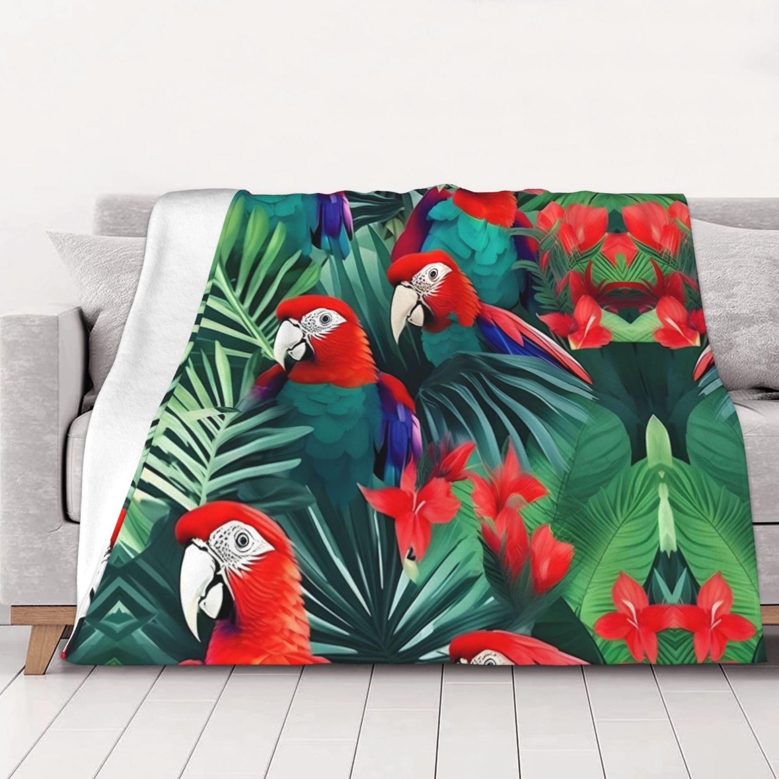 Couverture polaire en flanelle douce au motif floral de luxe