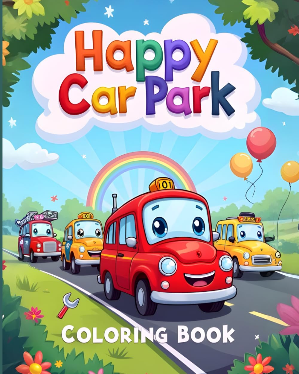 Smiley Cars at the Park: A Coloring Book Adventure: Fun Vehicles and Smiling Cars for Little Artists