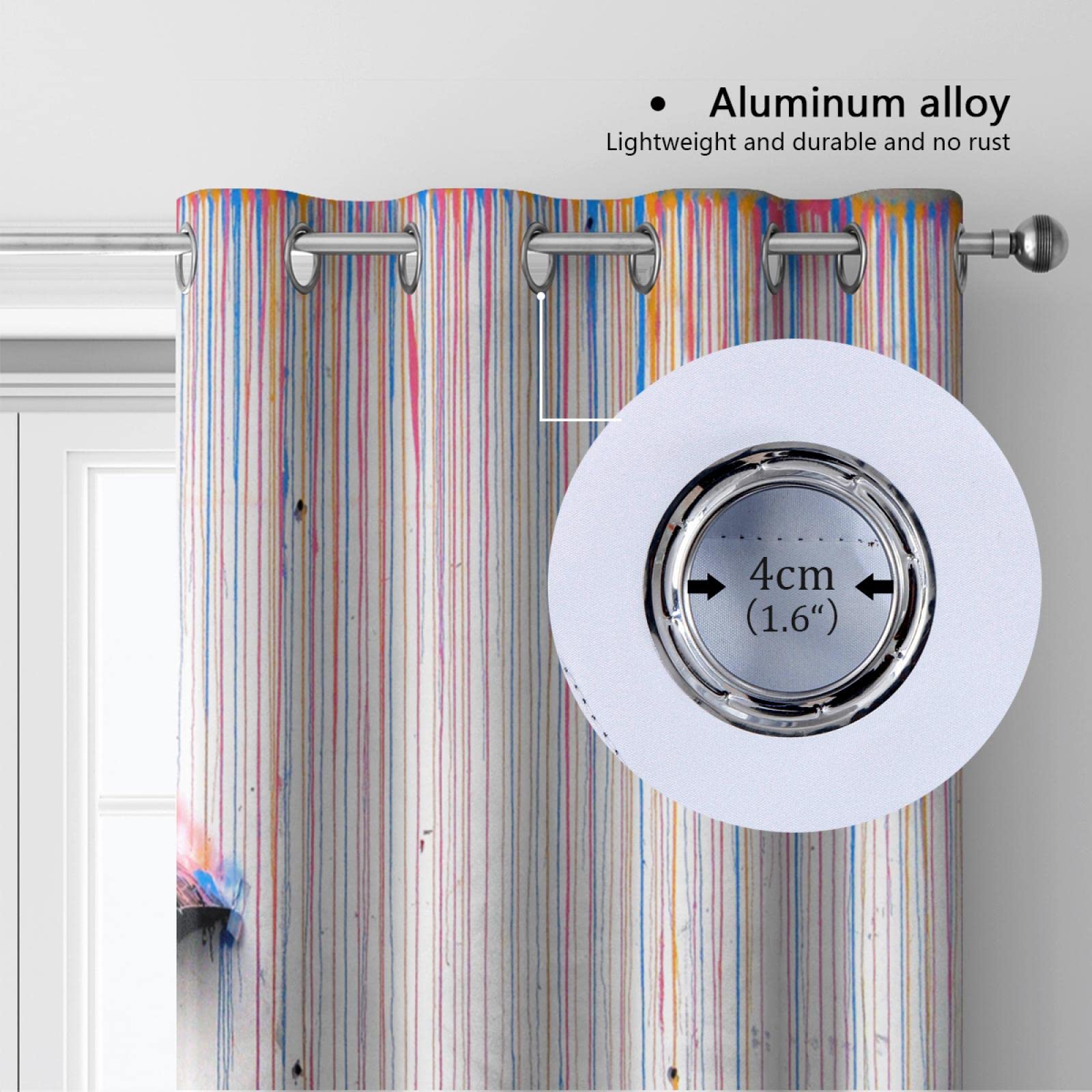 Cortinas Opacas para Dormitorio - Grommet Habitación con Aislamiento térmico Oscurecimiento Banksy Rainbow Cortinas de Lluvia para Sala de Estar Juego de 2 Paneles H160xB135