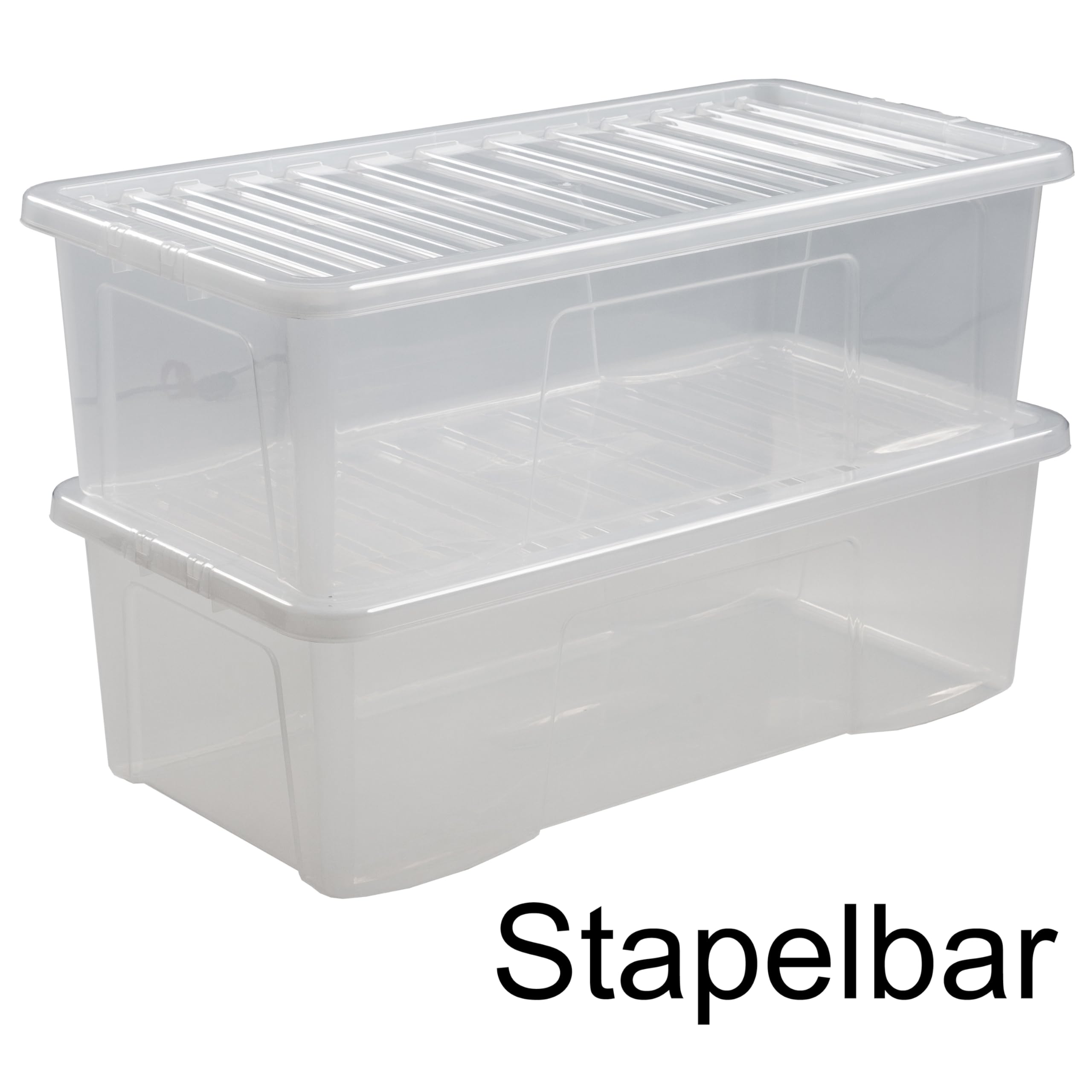 #11 3x Aufbewahrungsbox mit Deckel 62L 80x40x25cm transparent stapelbar