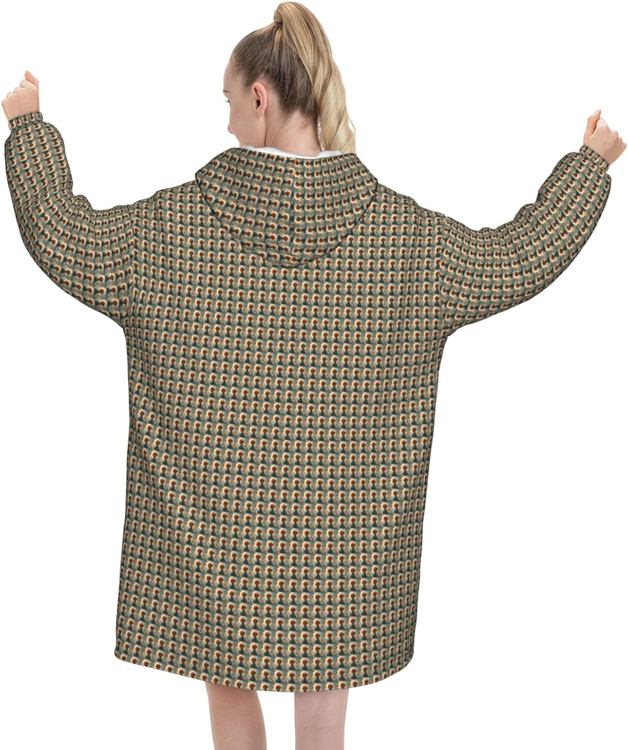 Girl Bicycle Butterfly Print﻿ ﻿adults Unisex Oversized Blanket Hoodie Soft Warm Winter With Pocket Loungewear