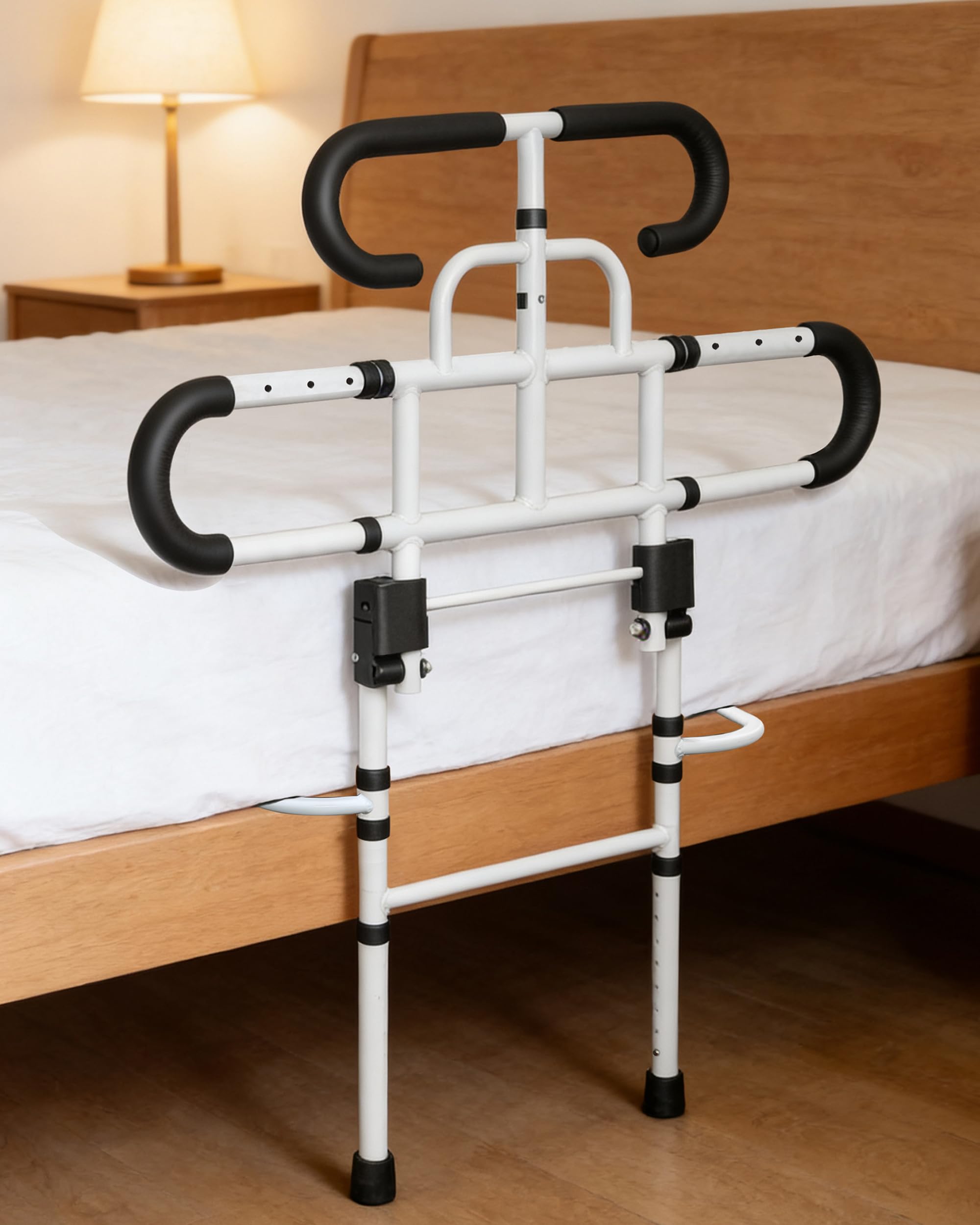 Photo 1 of Aliseniors Bed Rails for Elderly Adults Safety - ASTM Certified Bed Assist Grab Bar for Seniors with Adjustable Legs, 300lb Foldable Bedside Dual-Tier Handle - Fits King Queen Twin for Fall Prevention
