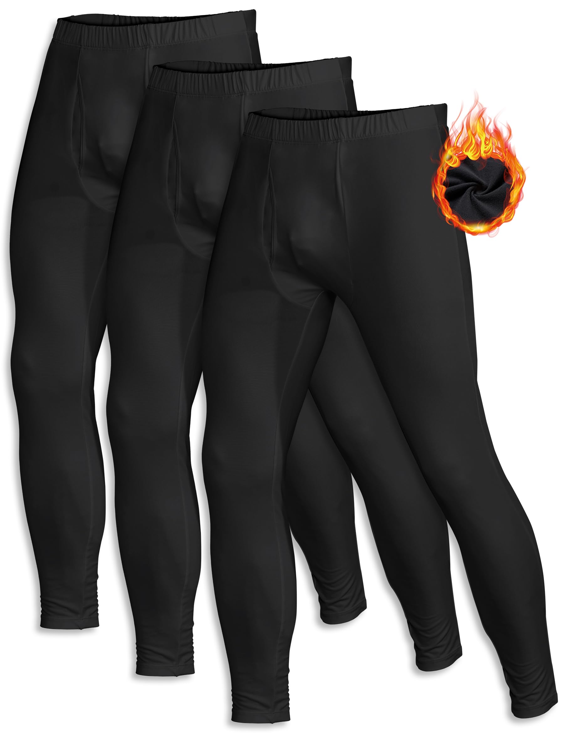 3 Pack Long Johns for Men Thermal Underwear Bottom Fleece Lined Pant Men's Leggings Base Layer for Cold Weather-image-35