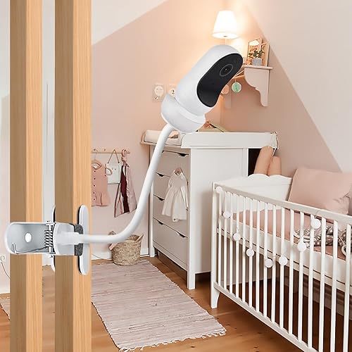 Miniatura 5 de Soporte para monitor de bebé, compatible con Owlet CamDuo y otras cámaras, clip flexible de 15.7 pulgadas, montaje en pared, metal, ajustable