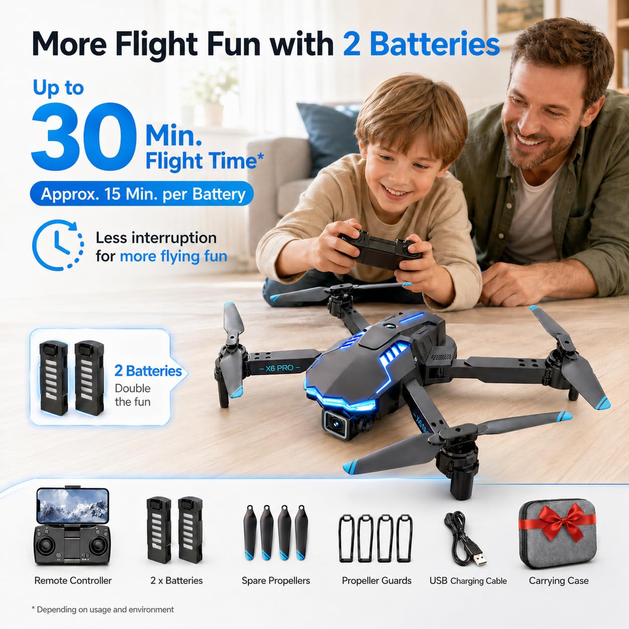 Dron con Camara 1080P para Niño y Adultos RC Quadcopter con Motor sin Escobilla Drone FPV para Principiantes con 30min de Vuelo/Altitud Retención, Juguete para Niño Regalos Cumpleaños (Grey)