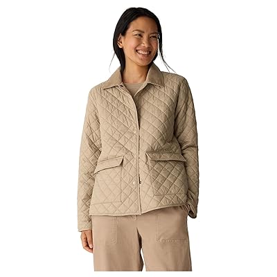 Eileen Fisher Eggshell Recycled Nylon Quilted Jacket Women