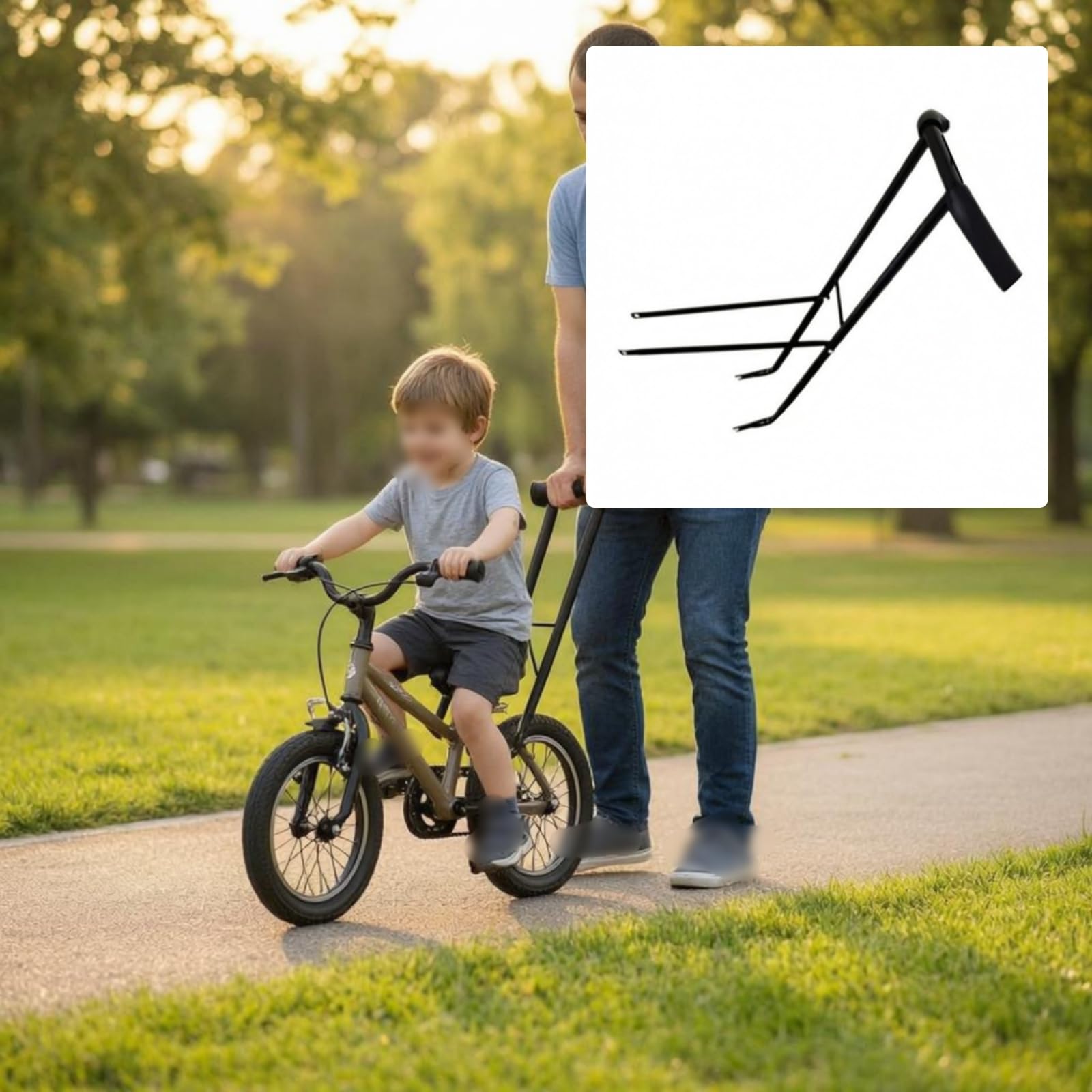 Kinder Fahrradgriff Lenkhilfe Schubstange Haltegriff für Kinderrad mit Robuster Zwillingsstange Komfortablem Griff aus Schwamm Und Gummi Feste Montage