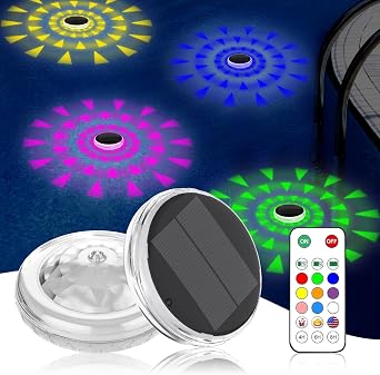 Pool Lights,Solar Rechargeable Floating,Pool Lights that Float with Remote Control, Modes 9 Lighting Timing Mode IP67 Waterproof for Inground Pool, Bathroom, Bathtub, Pool Party