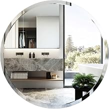 Frameless Round Mirror - 24 Inch Circle Mirror - 1" Beveled Polished Edge - Hanging Wall Mounted Decorative for Bathroom, Living Room, Bedroom, Entryway