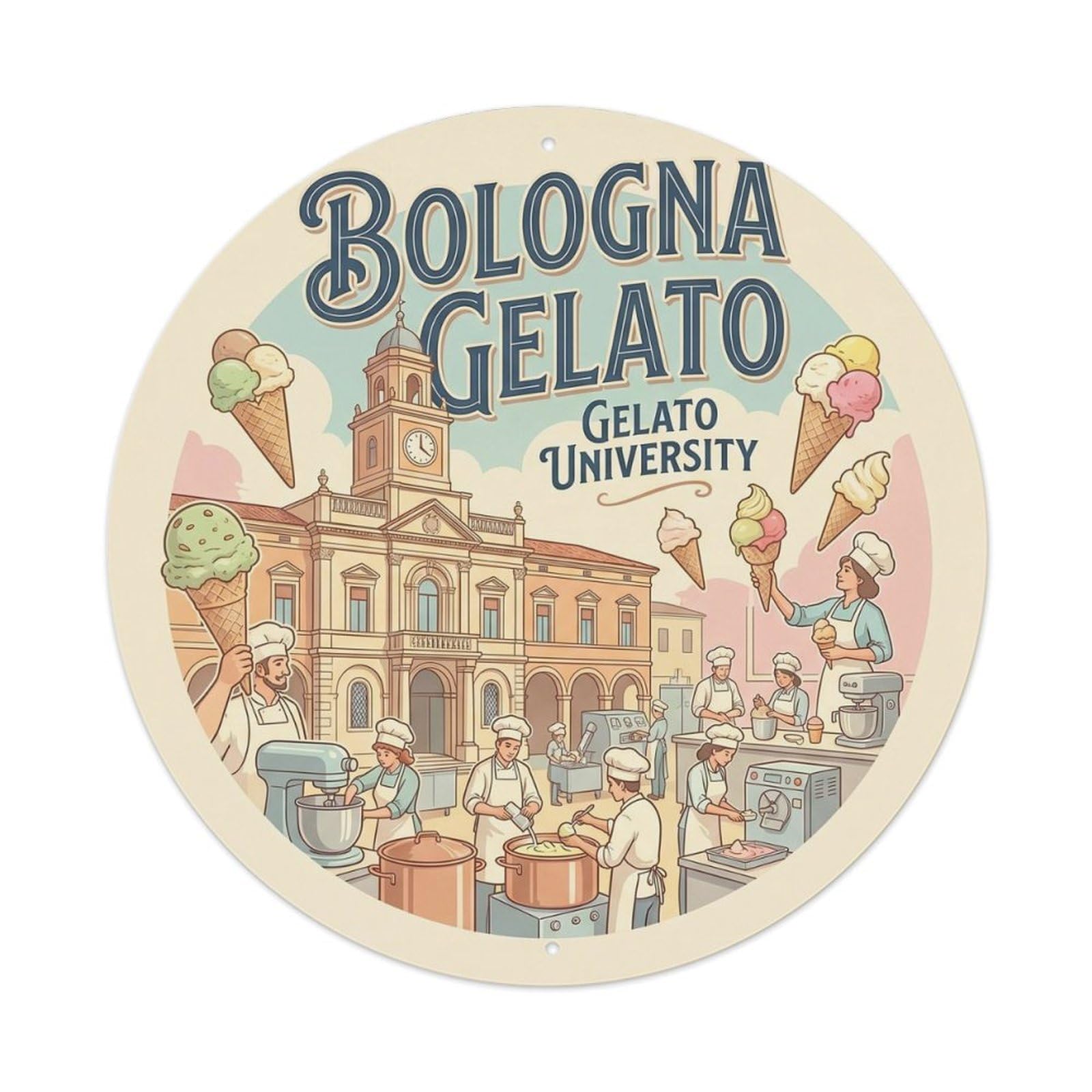 Retro Bologna Italy Gelato Culinary Travel Metal Tin Sign