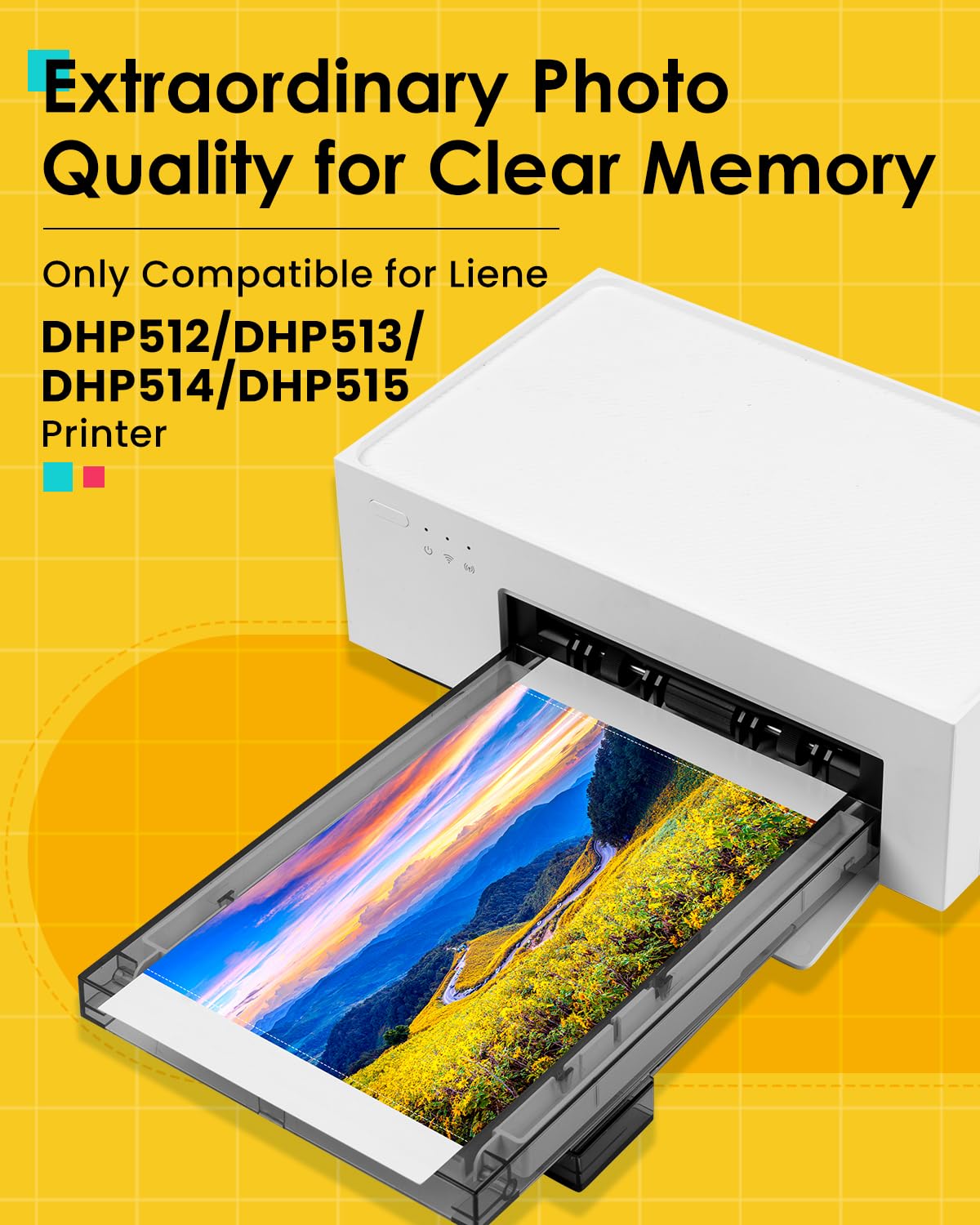Compatible con Liene Amber M100/M200/M110/M210-80 Hojas de Papel Fotográfico y 2 Cartuchos de Tinta, Papel Fotográfico 4"x6" (10x15cm) para Impresora de Sublimación Térmica, Antioxidante