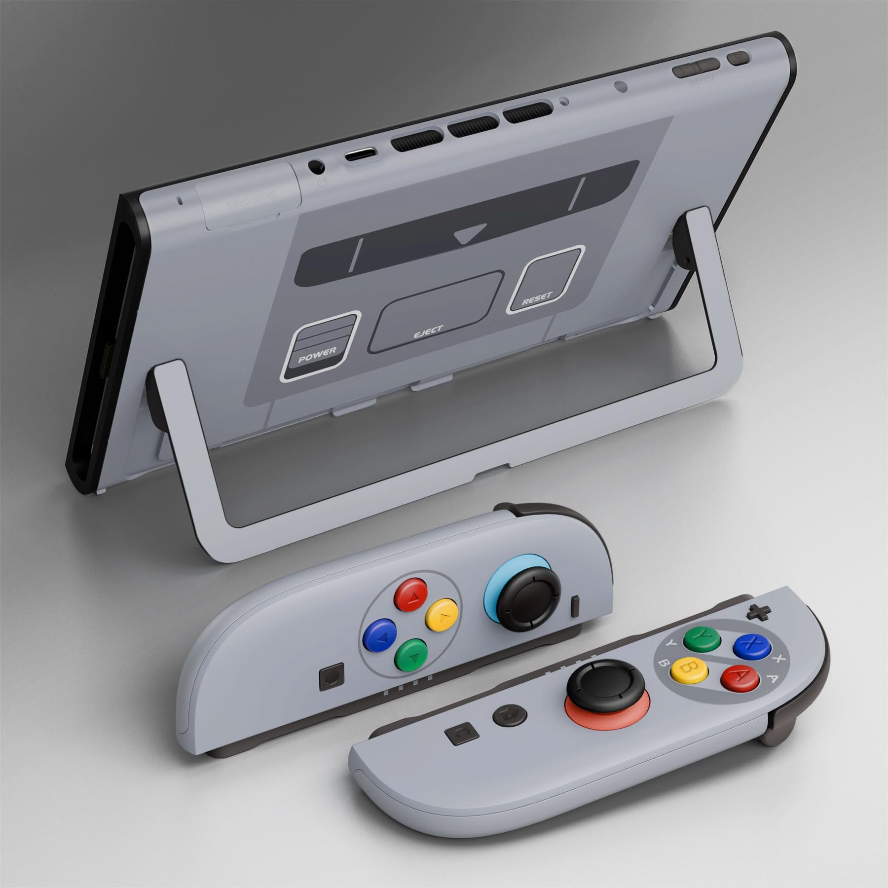 eXtremeRate Coque pour Switch 2 Joycon avec Ensemble Complet de Boutons & Coque Plaque Arrière pour Nintendo Switch 2,Accessoires de Remplacement DIY-SFC Snes Classique EU