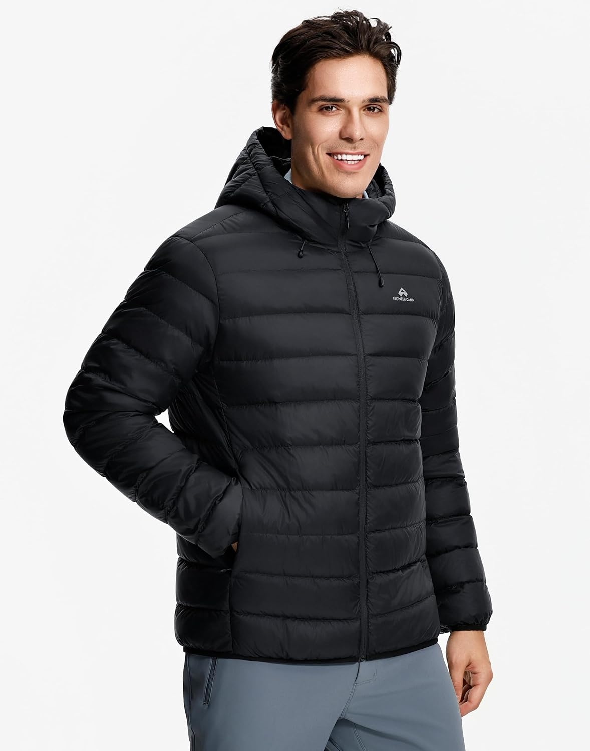 Pioneer Camp Men's Down Puffer Jacket with Hood Lightweight Packable Warm Insulated Thermal Puffy Winter Coat Ski Travel - Image 4